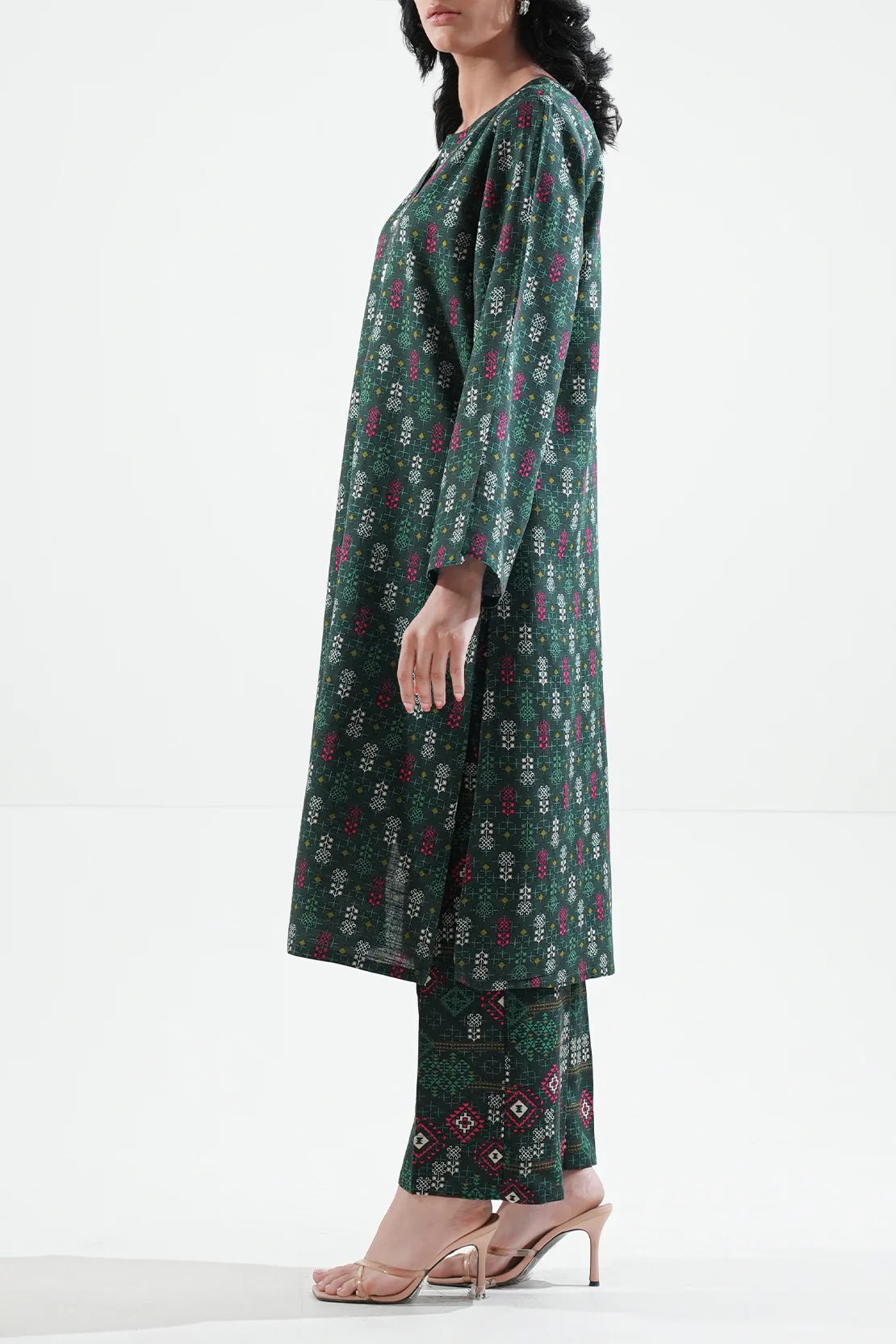 Printed Khaddar Stitched Shirt - Image 2