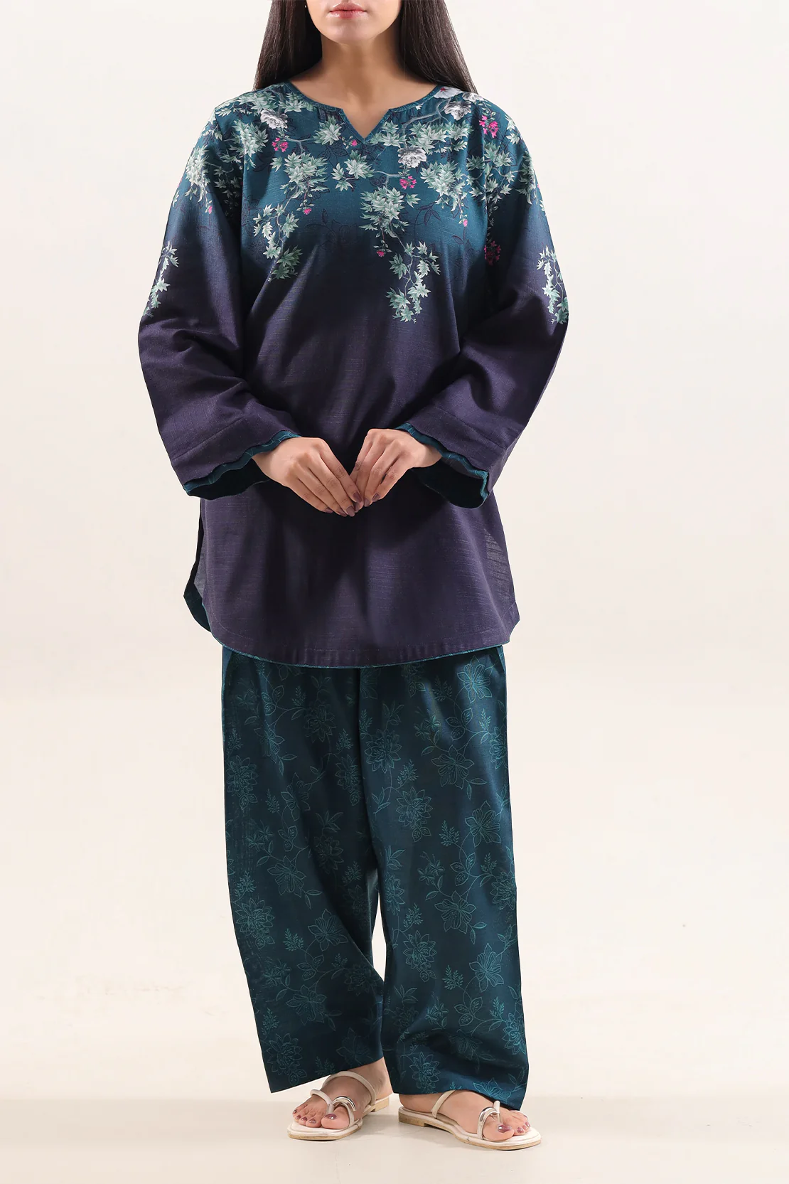 Printed Khaddar Stitched Shirt - Image 3