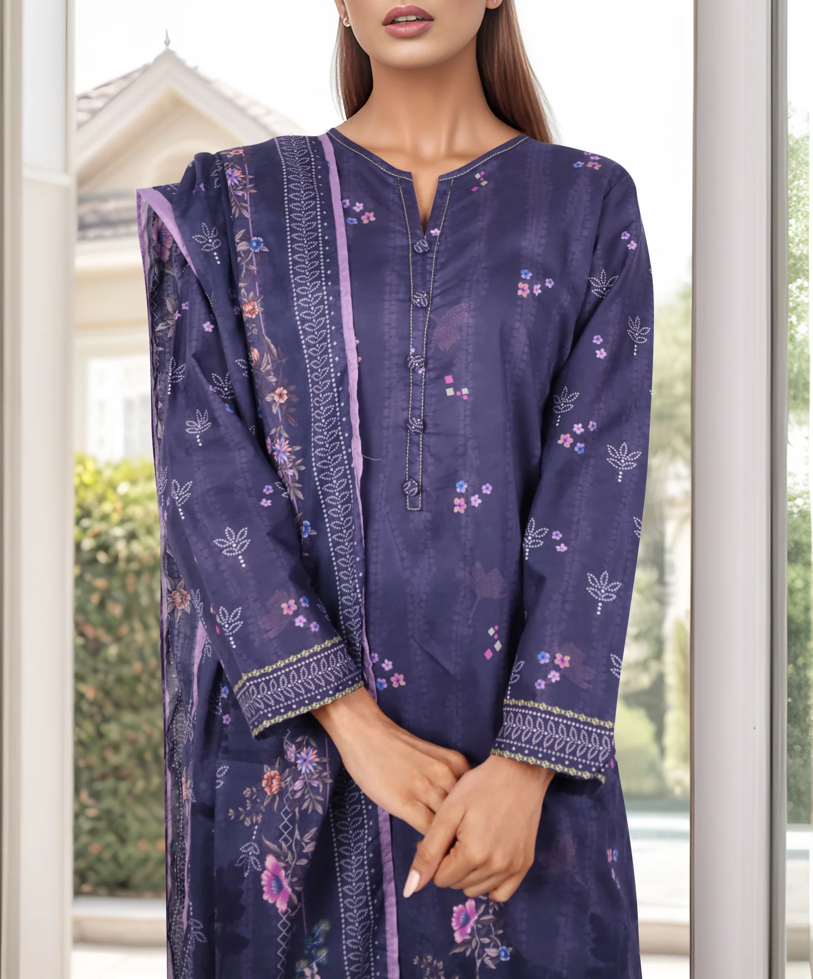 Printed Lawn Stitched 2 Piece (Shirt/Dupatta)