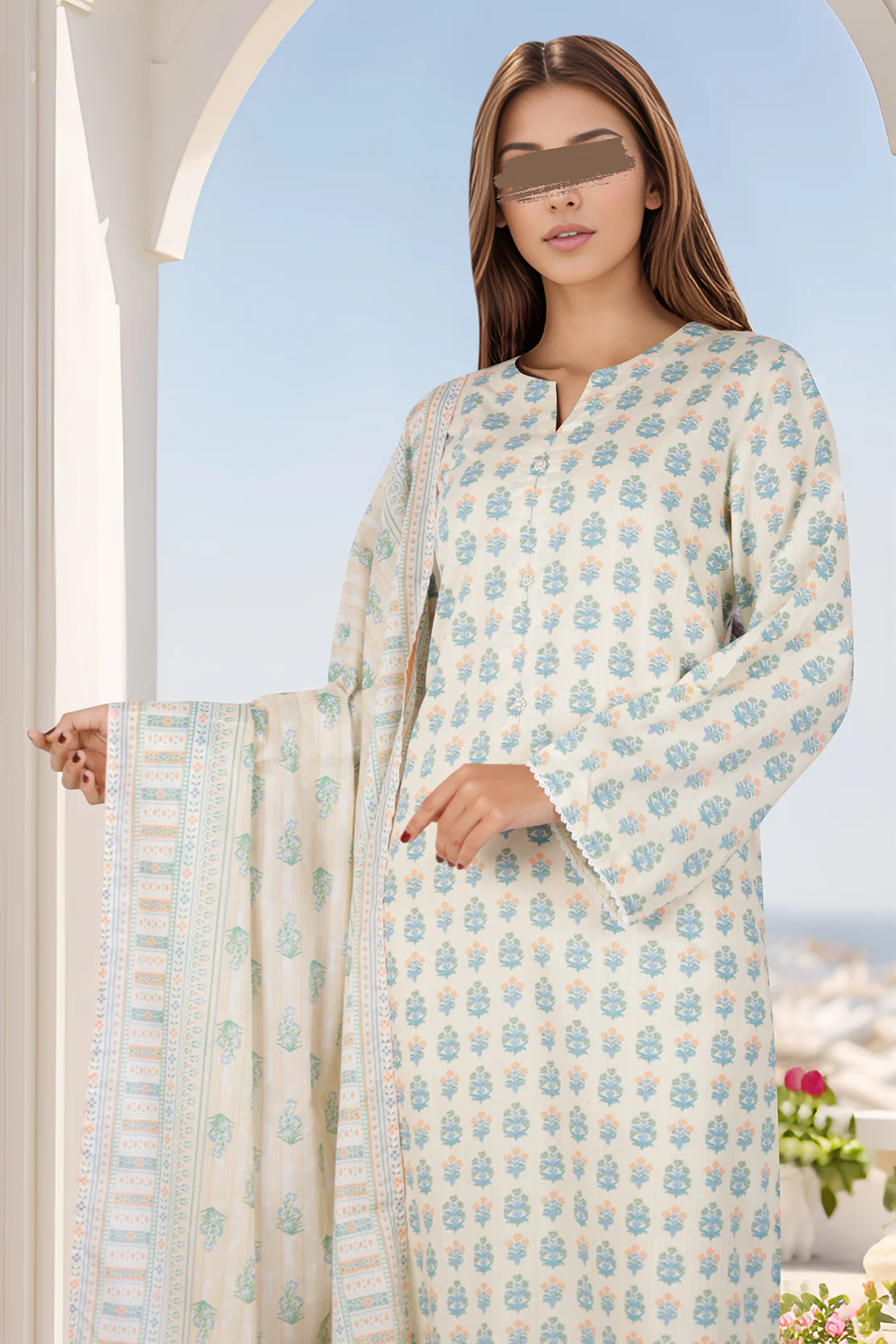 Printed Lawn Stitched 2 Piece (Shirt/Dupatta) - Image 5