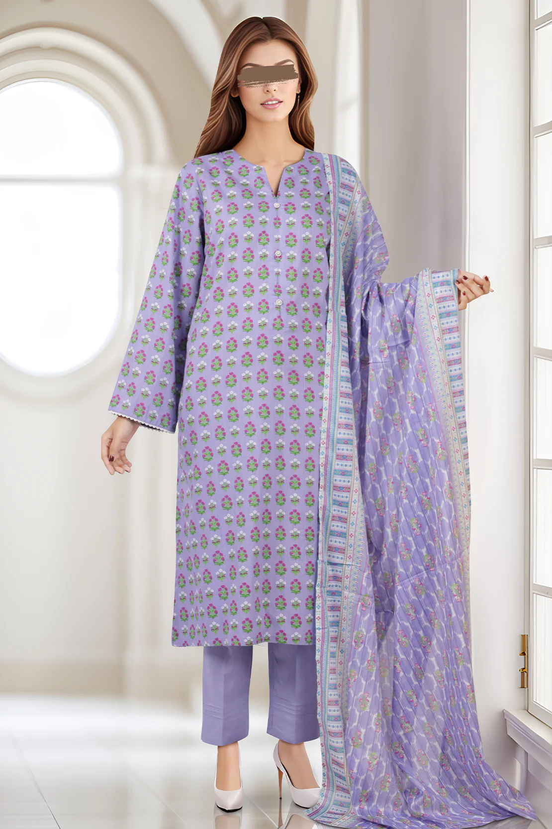 Printed Lawn Stitched 2 Piece (Shirt/Dupatta)