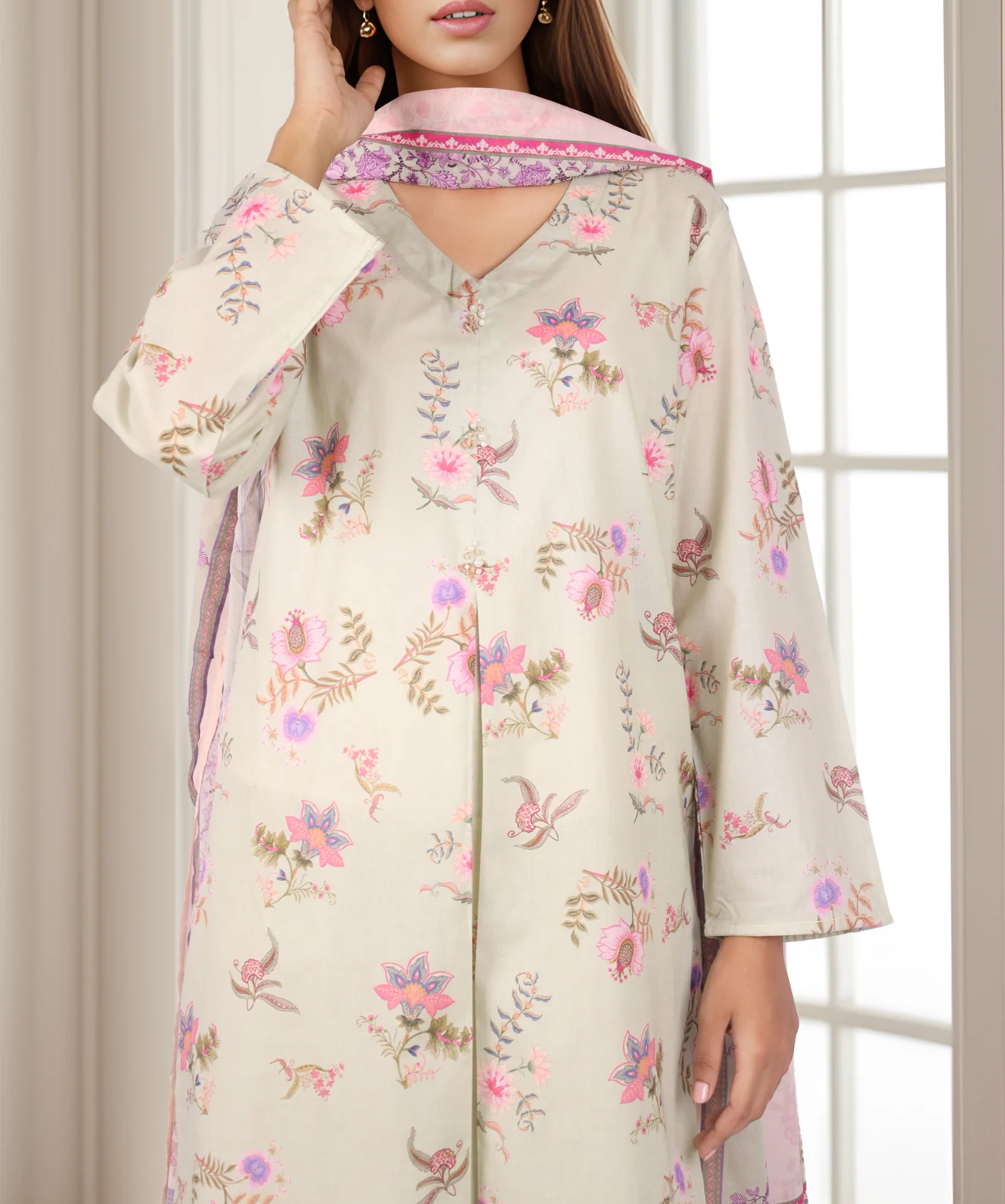 Printed Lawn Stitched 2 Piece (Shirt/Dupatta)