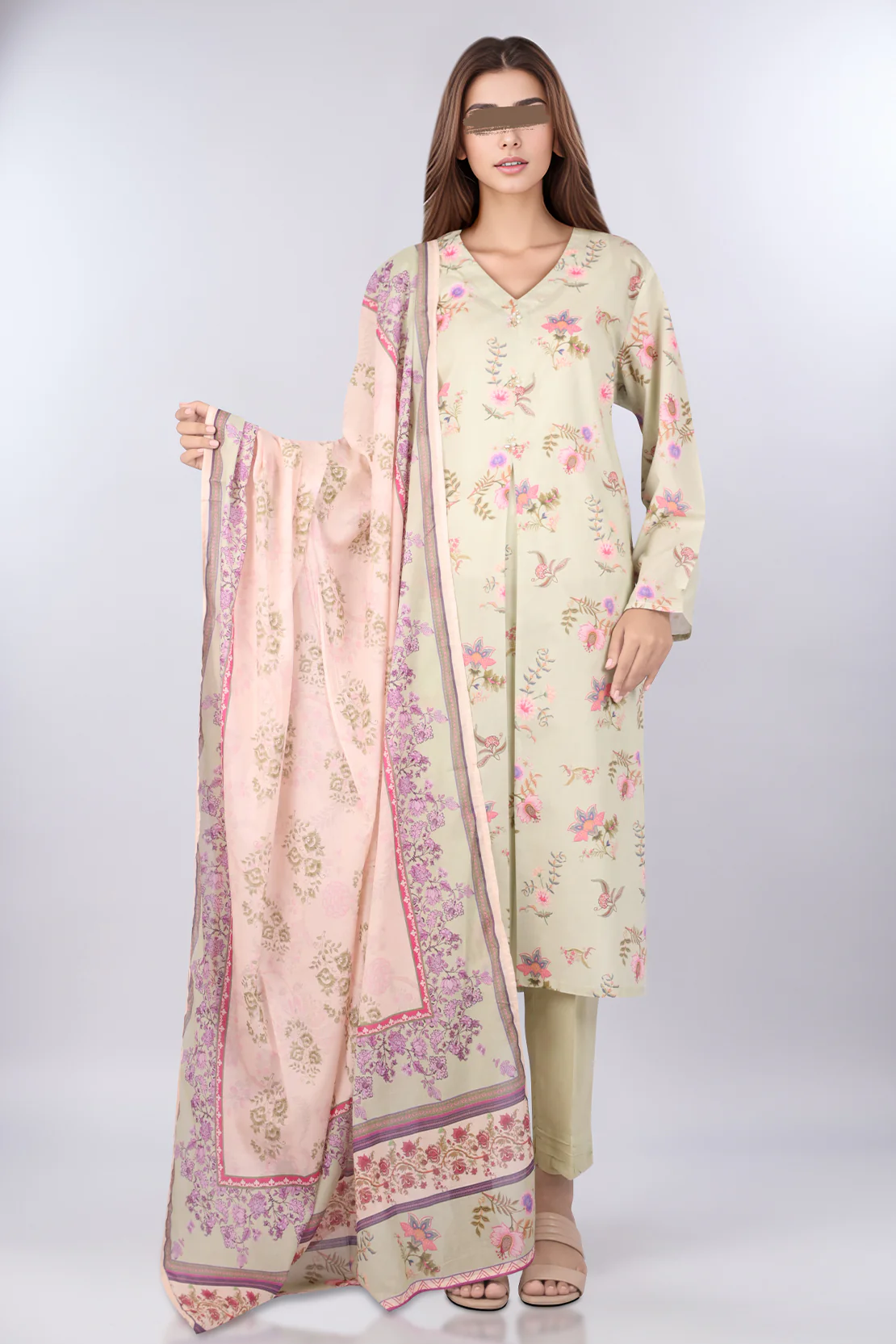 Printed Lawn Stitched 2 Piece (Shirt/Dupatta) - Image 4