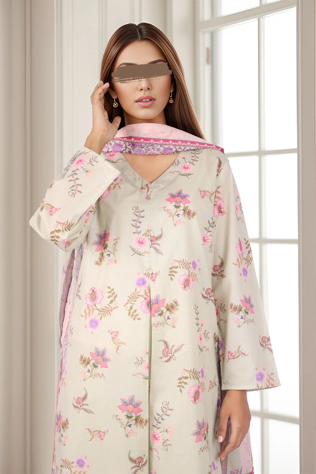 Printed Lawn Stitched 2 Piece (Shirt/Dupatta) - Image 5