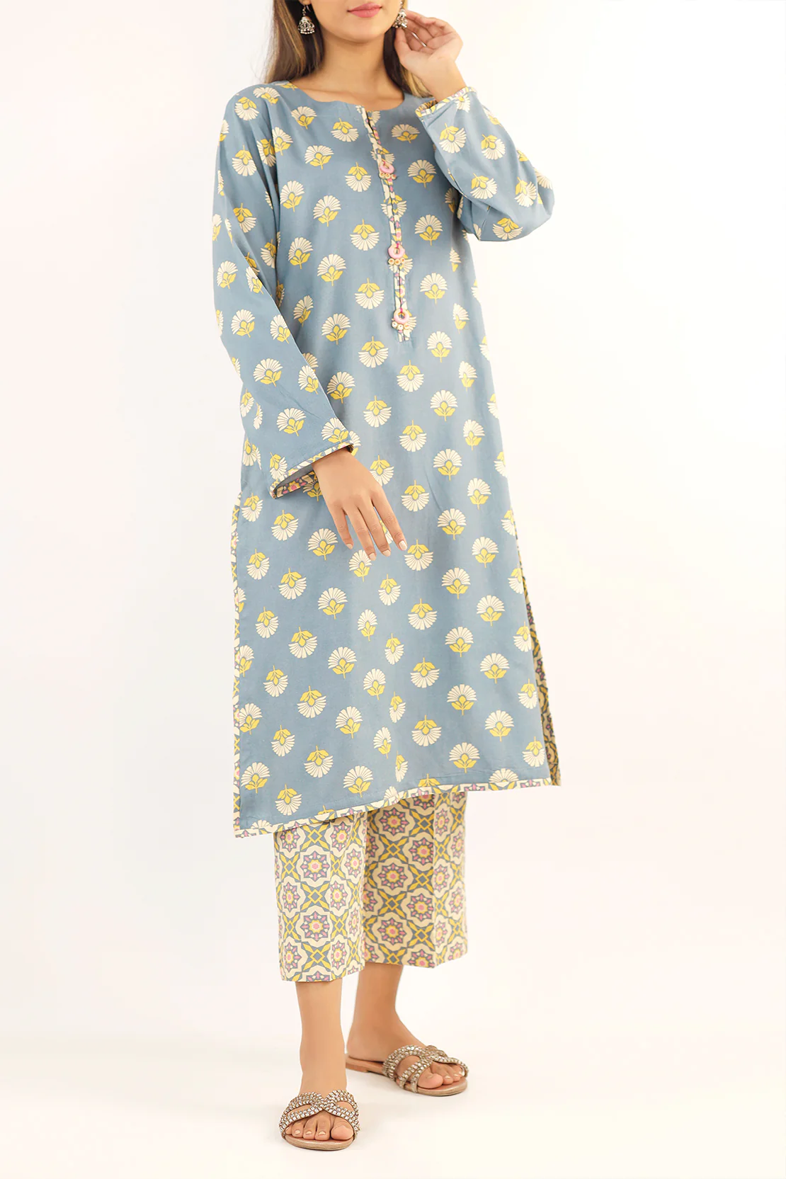 Printed Lawn Stitched Shirt - Image 2