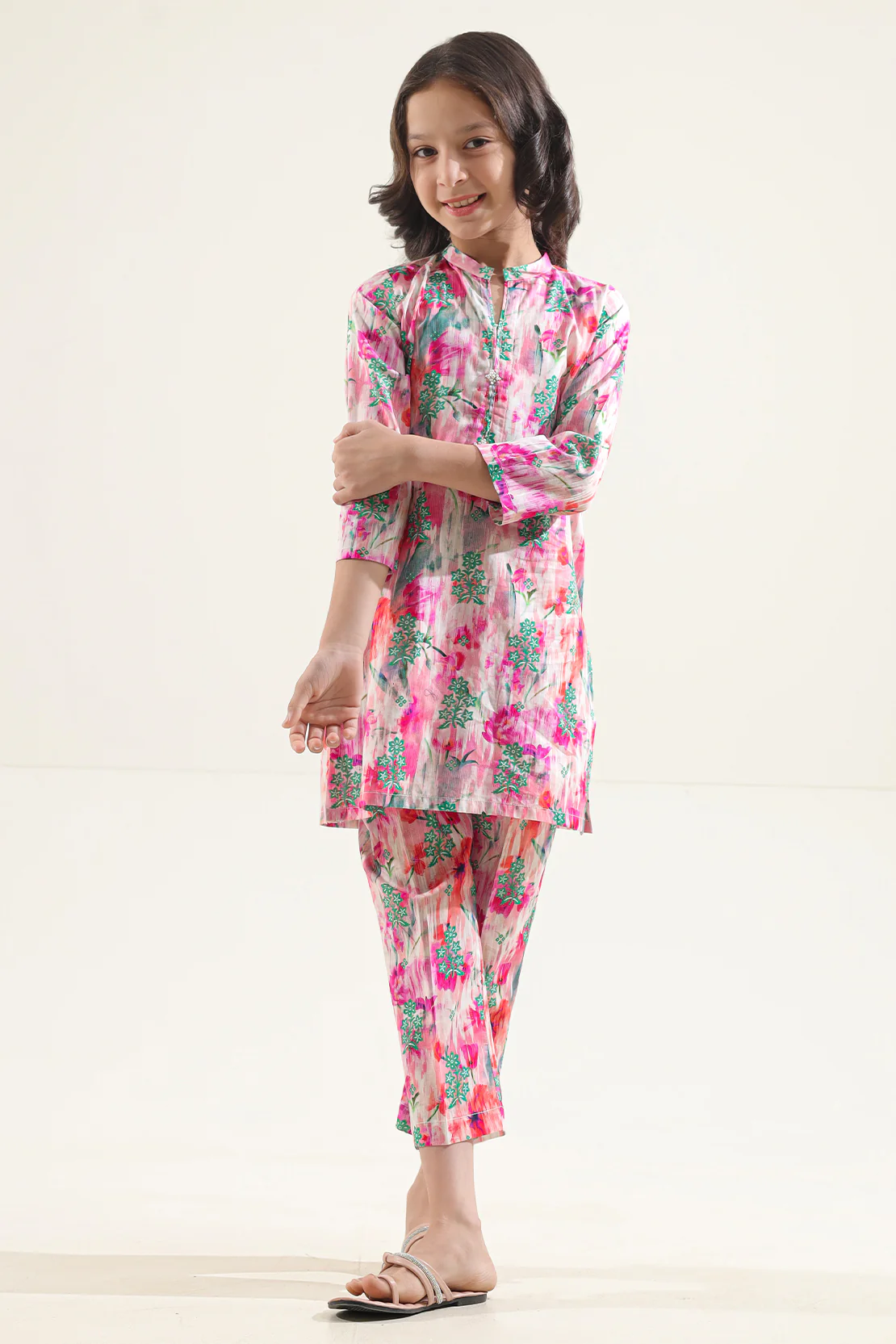 Printed Lawn Stitched Shirt For Kids - Image 2