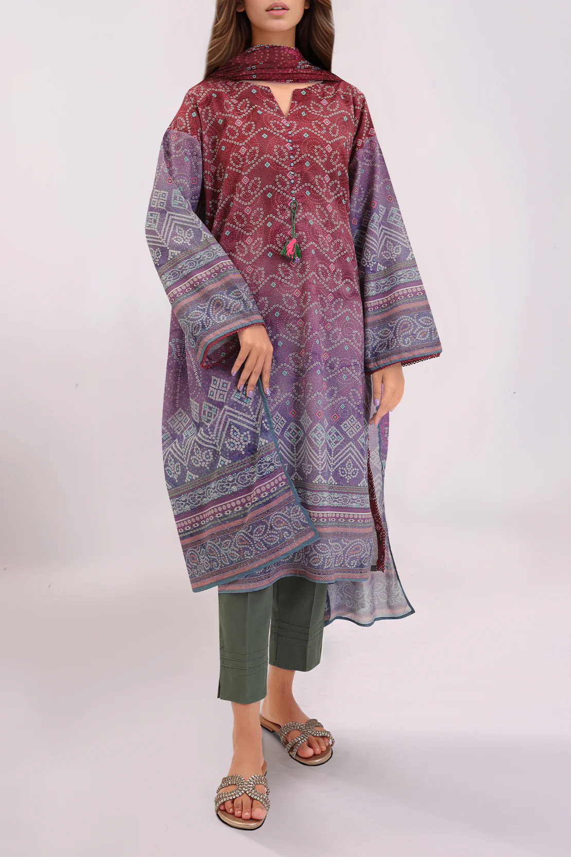 Printed Lawn Stitched Shirt - Image 2