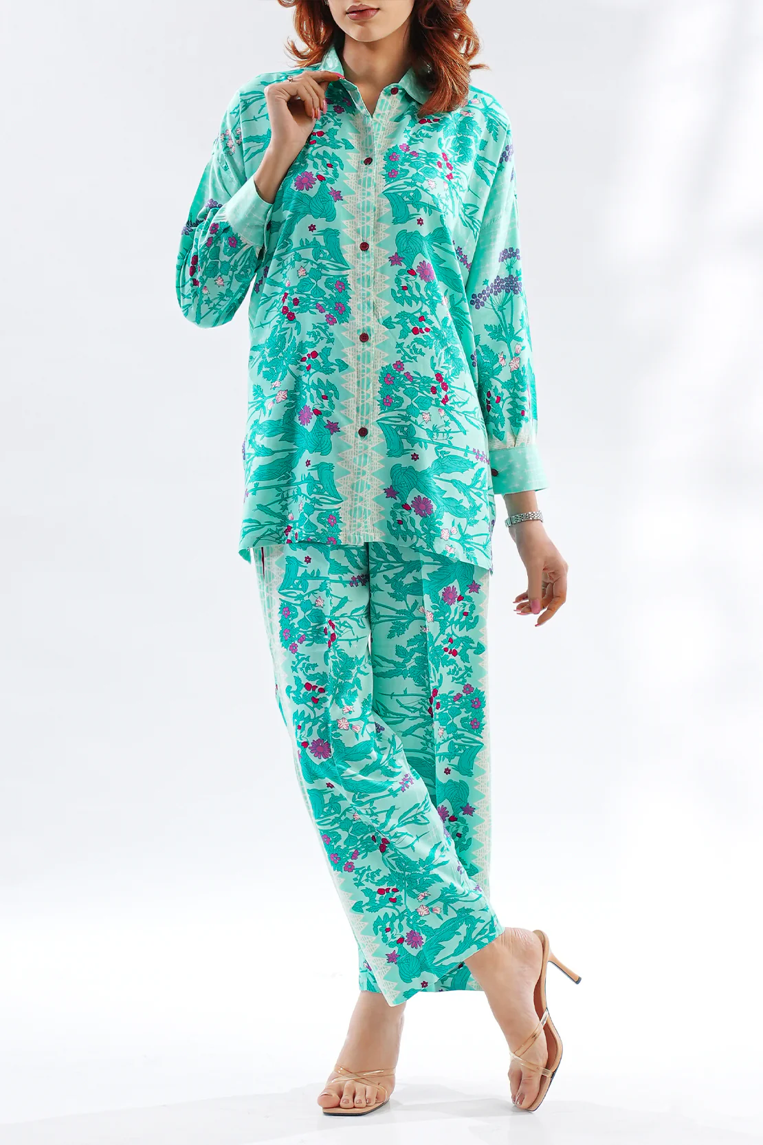Printed Linen Stitched 2 Piece (Shirt/Trouser) - Image 2