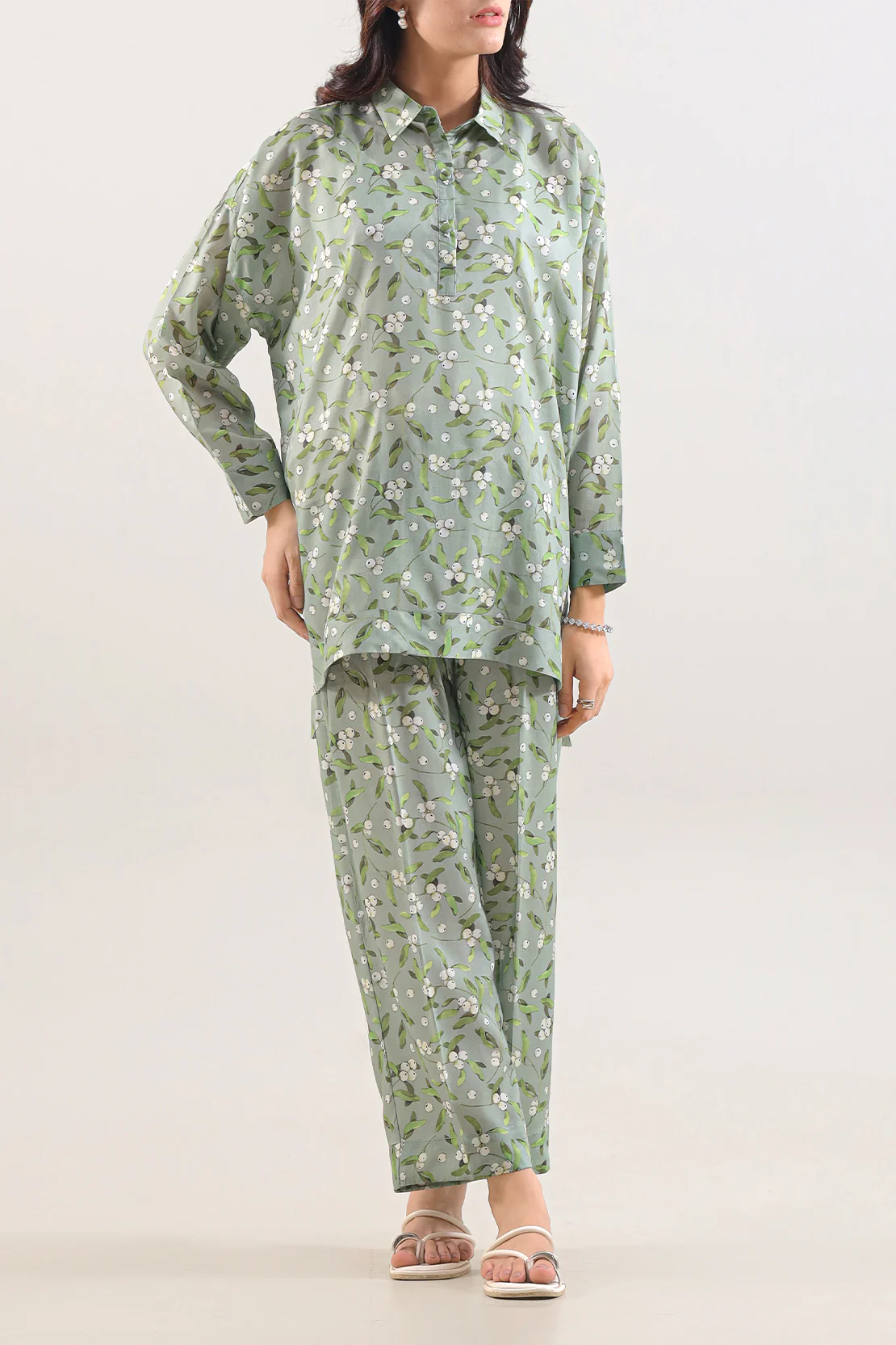 Printed Silk Touch Stitched 2 Piece (Shirt/Trouser) - Image 3