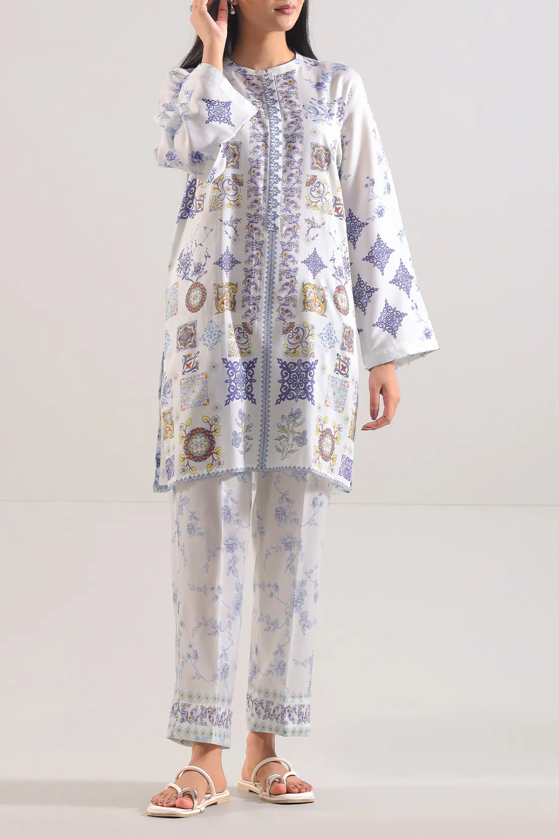Printed Silk Touch Stitched 2 Piece (Shirt/Trouser)