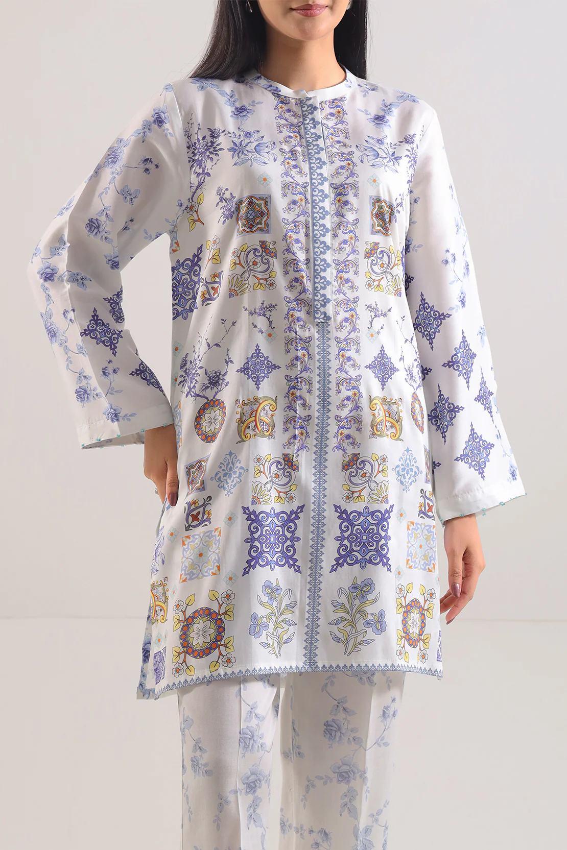 Printed Silk Touch Stitched 2 Piece (Shirt/Trouser) - Image 3