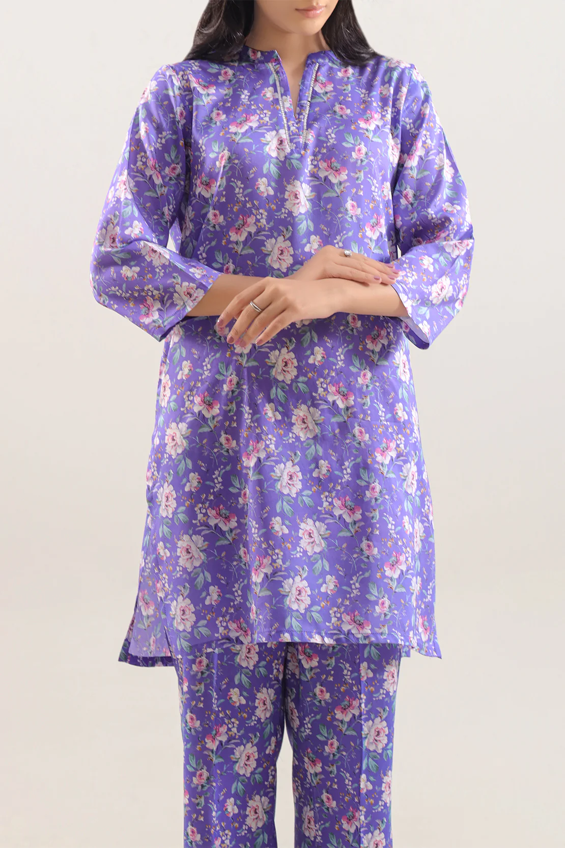 Printed Silk Touch Stitched 2 Piece (Shirt/Trouser) - Image 2