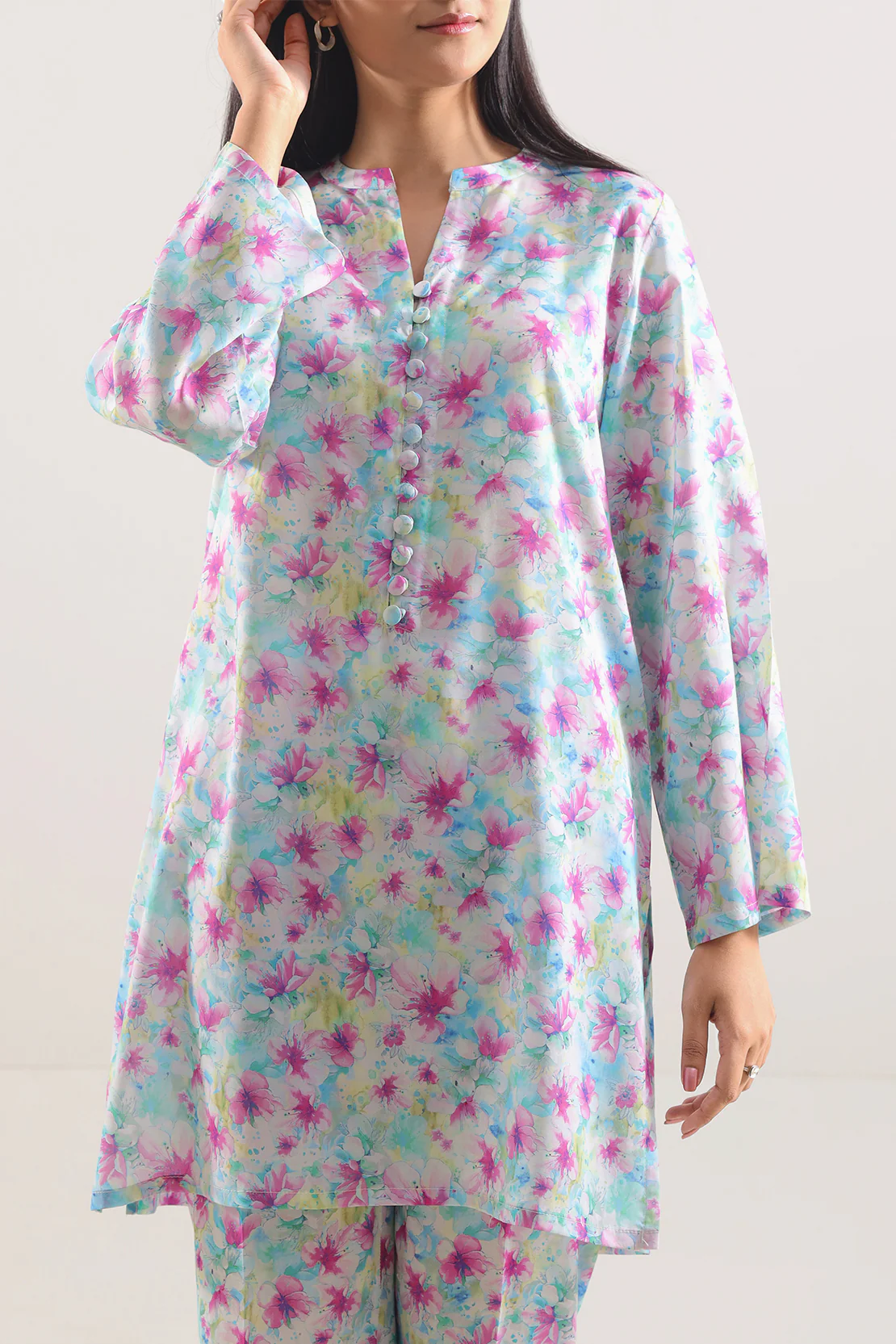 Printed Silk Touch Stitched 2 Piece (Shirt/Trouser) - Image 2