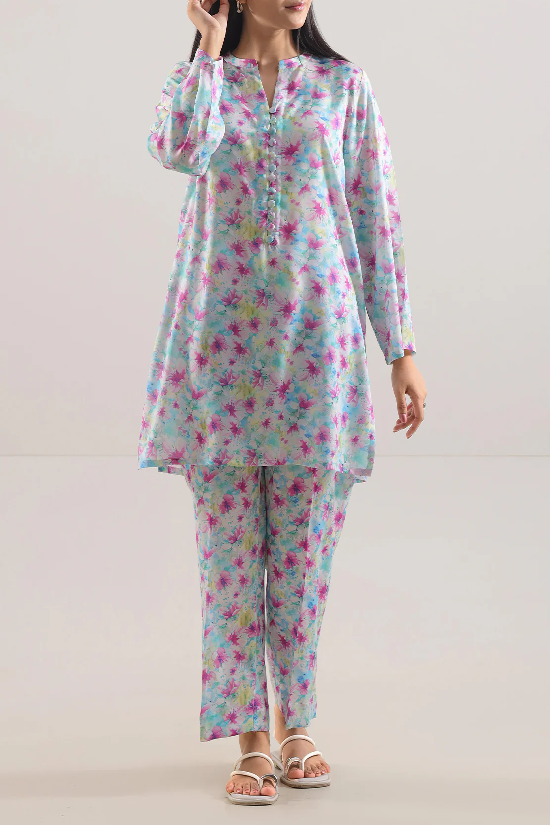 Printed Silk Touch Stitched 2 Piece (Shirt/Trouser) - Image 3