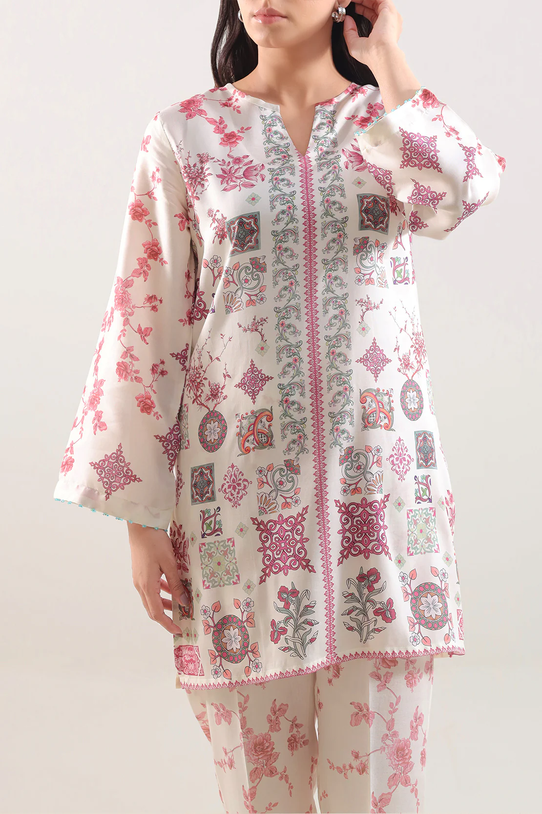 Printed Silk Touch Stitched 2 Piece (Shirt/Trouser) - Image 2