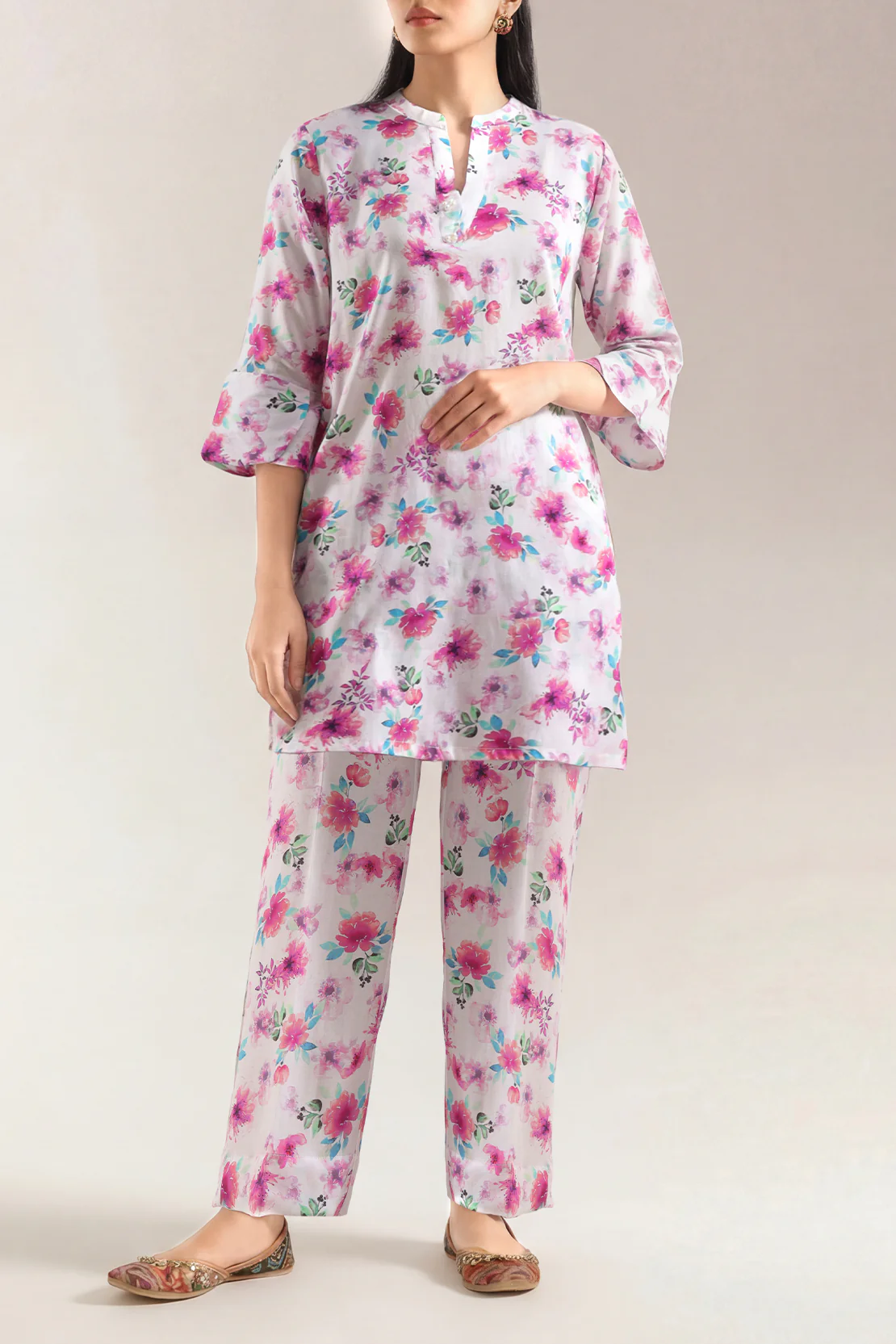 Printed Silk Touch Stitched 2 Piece (Shirt/Trouser)