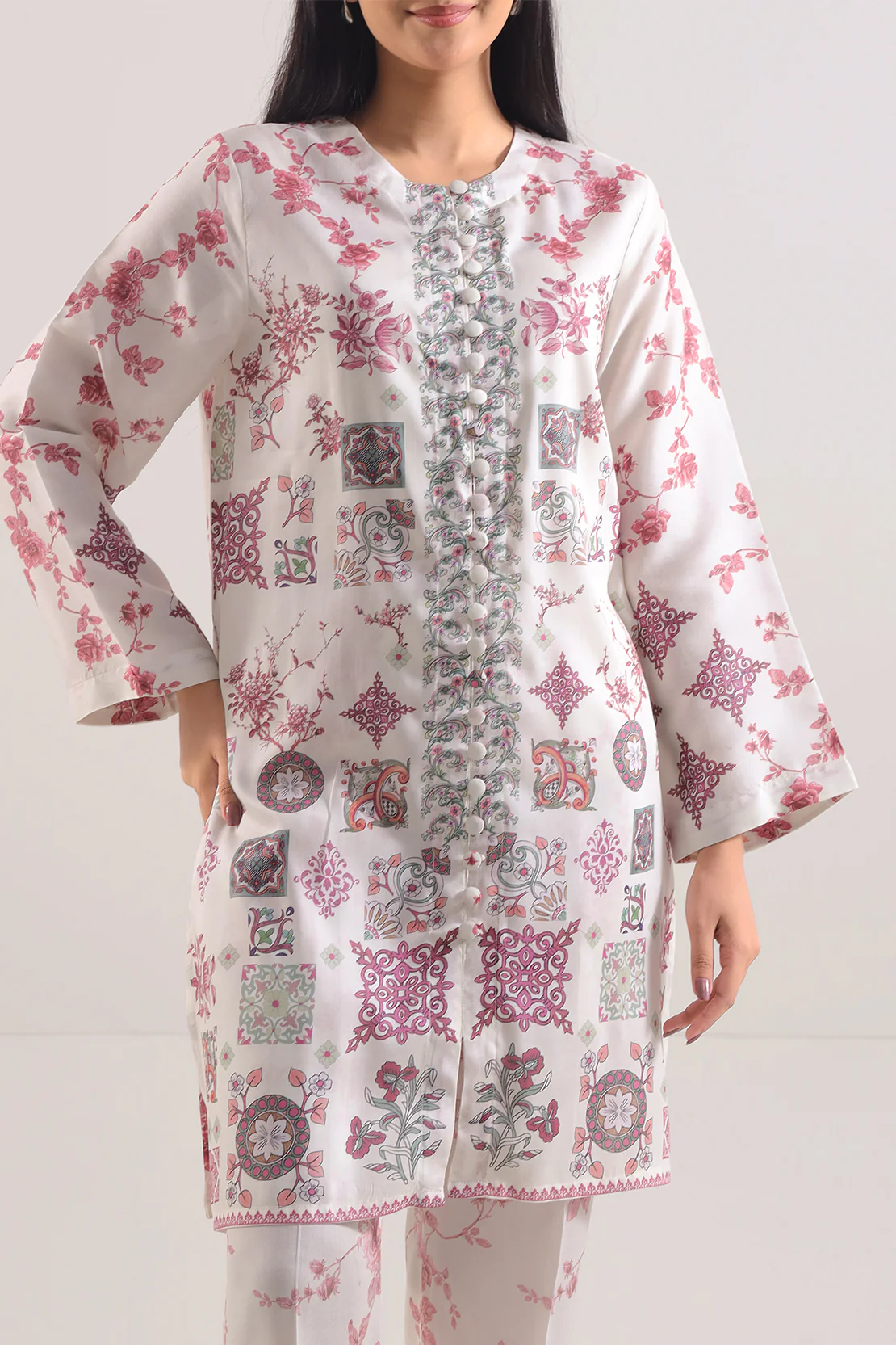 Printed Silk Touch Stitched 2 Piece (Shirt/Trouser) - Image 3