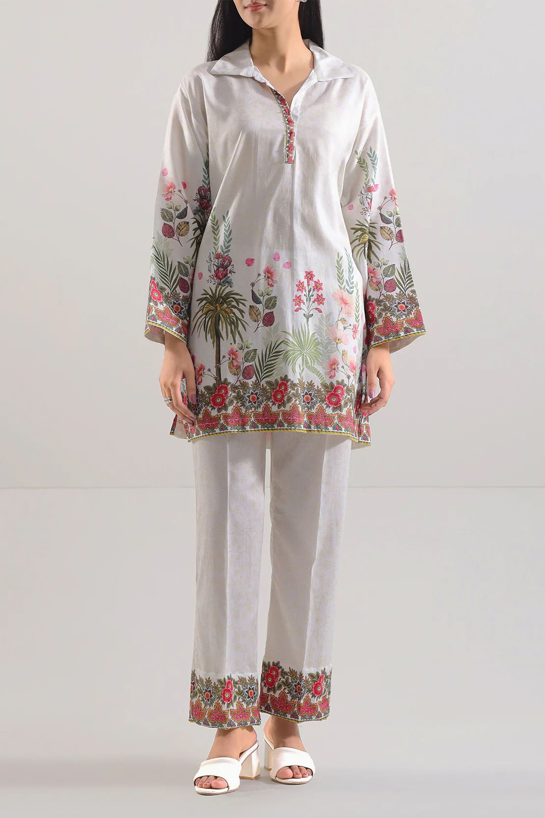 Printed Silk Touch Stitched 2 Piece (Shirt/Trouser) - Image 3