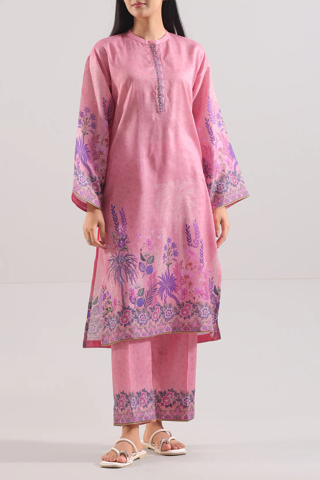 Printed Silk Touch Stitched 2 Piece (Shirt/Trouser) - Image 5