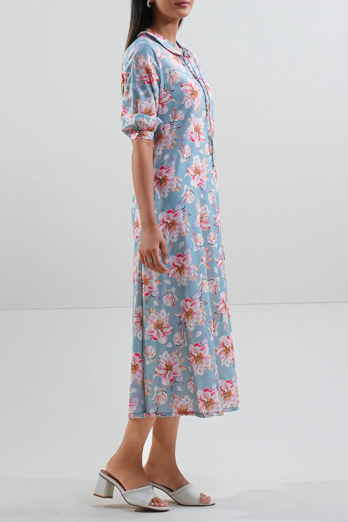 Printed Silk Touch Stitched Dress - Image 3