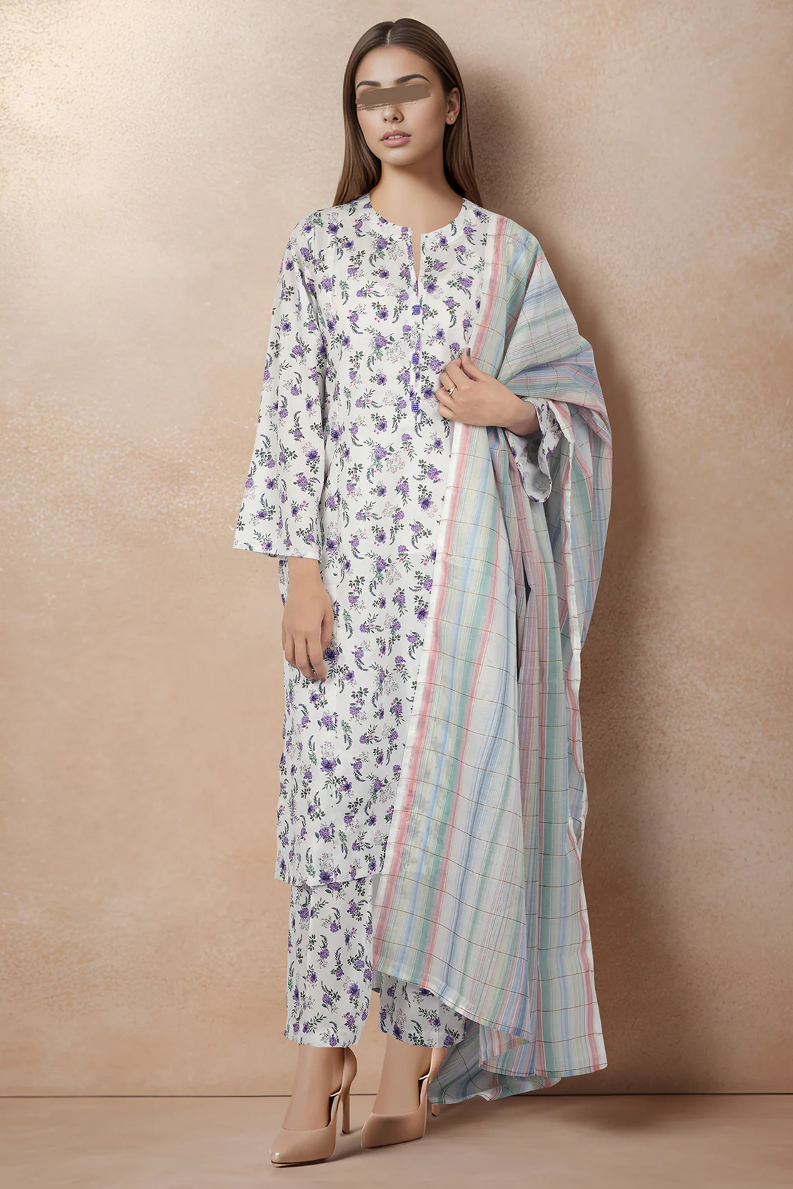 Printed Easy Care Weave Stitched 3 Piece