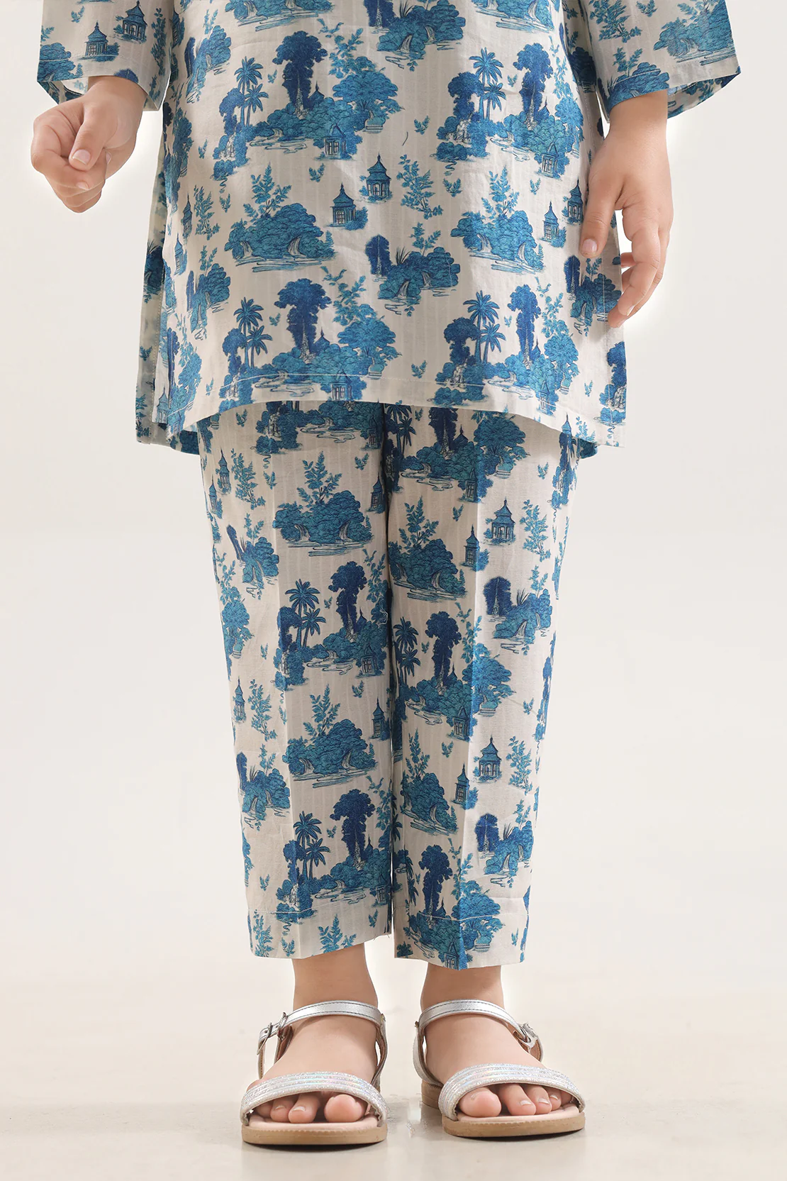 Printed Self Strip Lawn Stitched 2 Piece (Shirt/Trouser) For Kids - Image 5