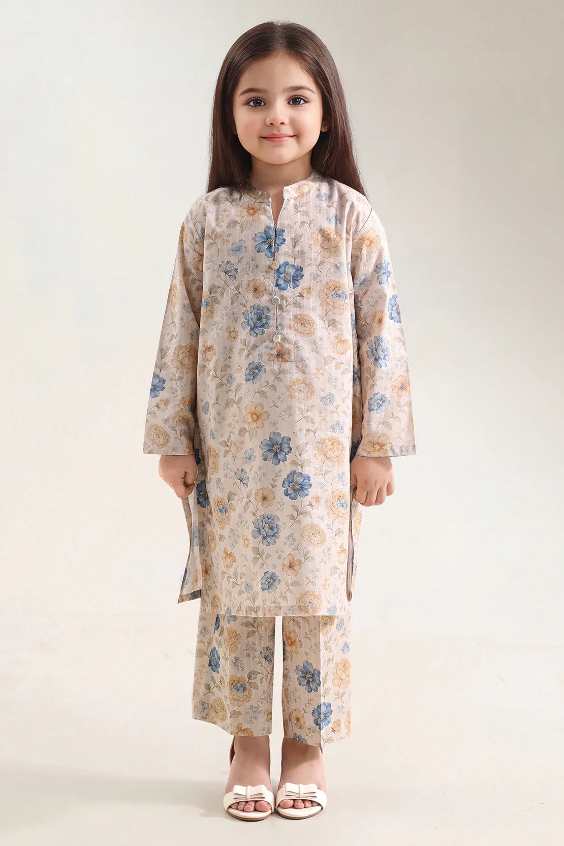Printed Self Strip Lawn Stitched 2 Piece (Shirt/Trouser) For Kids
