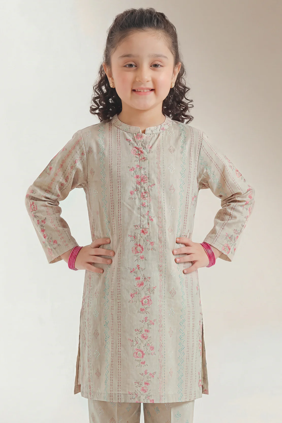Printed Self Strip Lawn Stitched 2 Piece (Shirt/Trouser) For Kids - Image 4