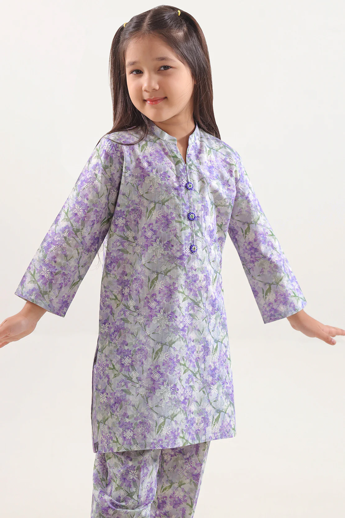 Printed Self Strip Lawn Stitched 2 Piece (Shirt/Trouser) For Kids - Image 2