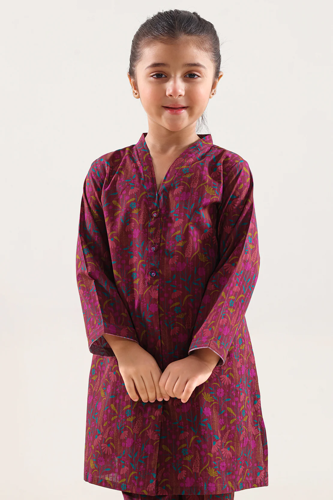 Printed Self Strip Lawn Stitched 2 Piece (Shirt/Trouser) For Kids - Image 4