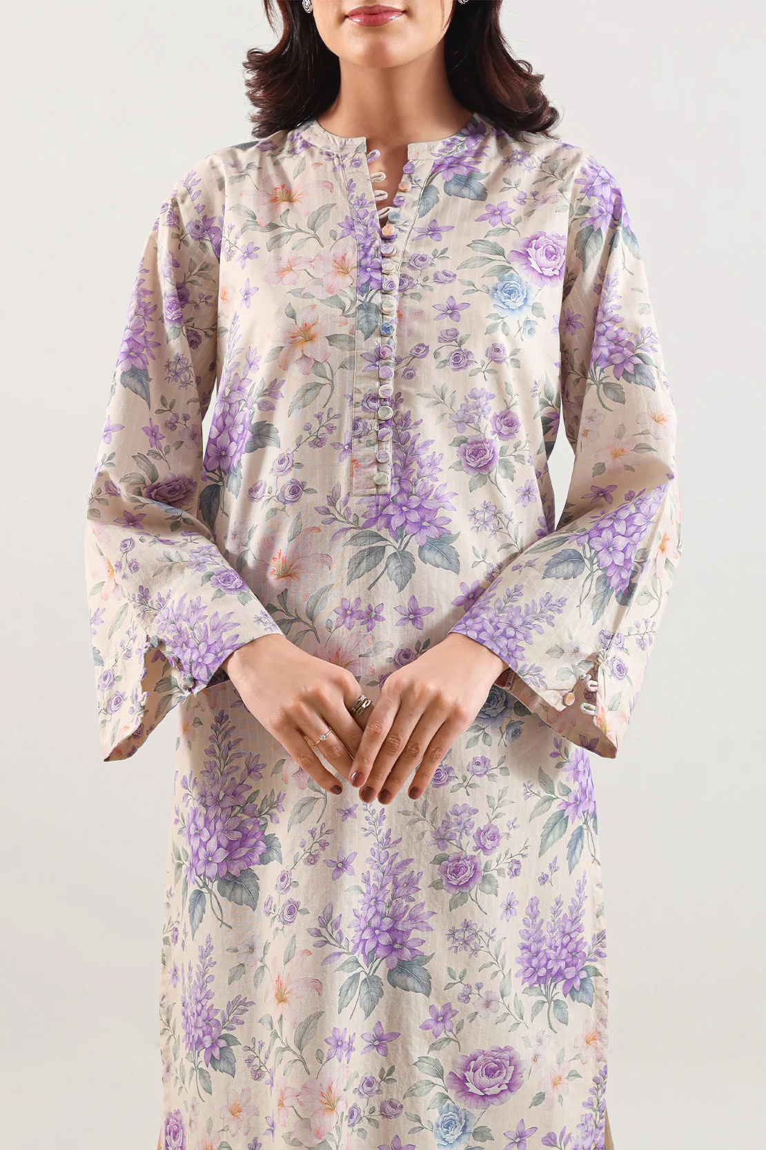 Printed Self Strip Lawn Stitched 2 Piece (Shirt/Trouser) - Image 2