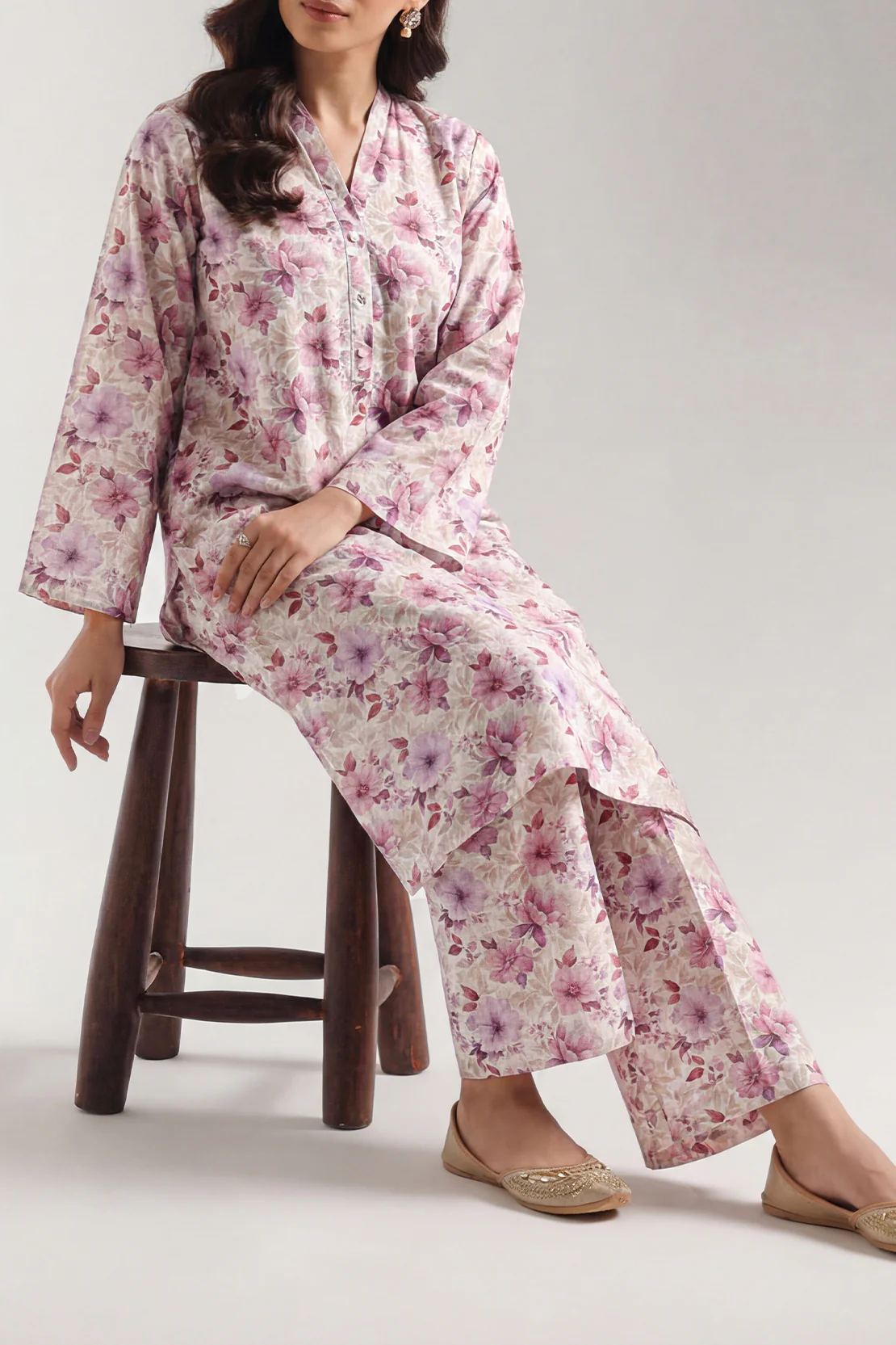 Printed Self Strip Lawn Stitched 2 Piece (Shirt/Trouser) - Image 2