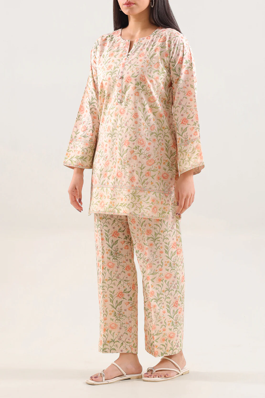 Printed Self Strip Lawn Stitched 2 Piece (Shirt/Trouser) - Image 3