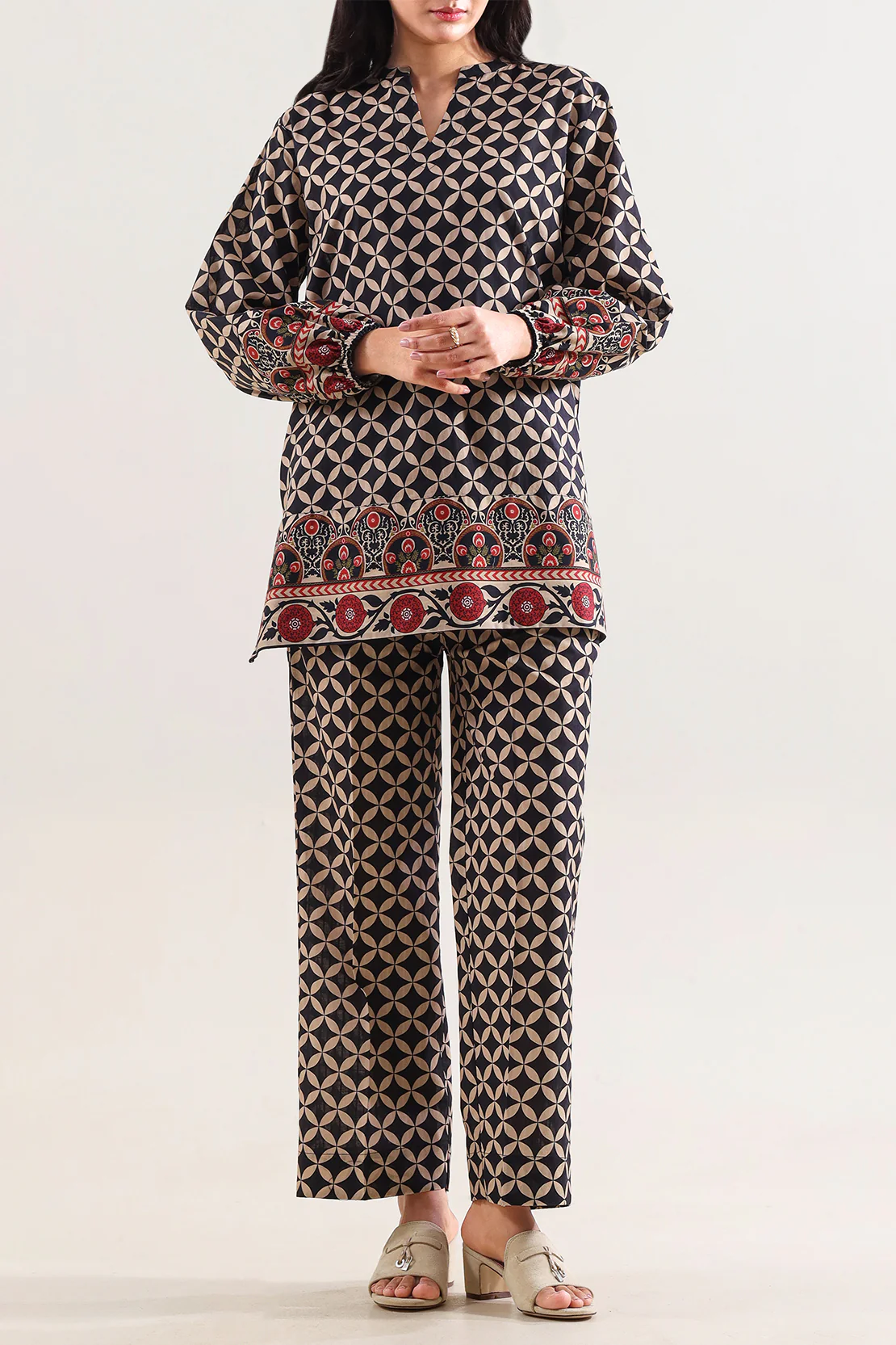 Printed Self Strip Lawn Stitched 2 Piece (Shirt/Trouser) - Image 3