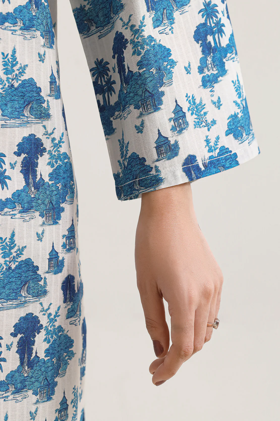 Printed Self Strip Lawn Stitched 2 Piece (Shirt/Trouser) - Image 5