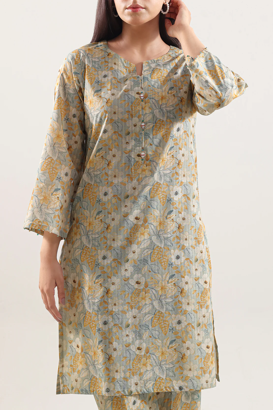 Printed Self Strip Lawn Stitched 2 Piece (Shirt/Trouser) - Image 2