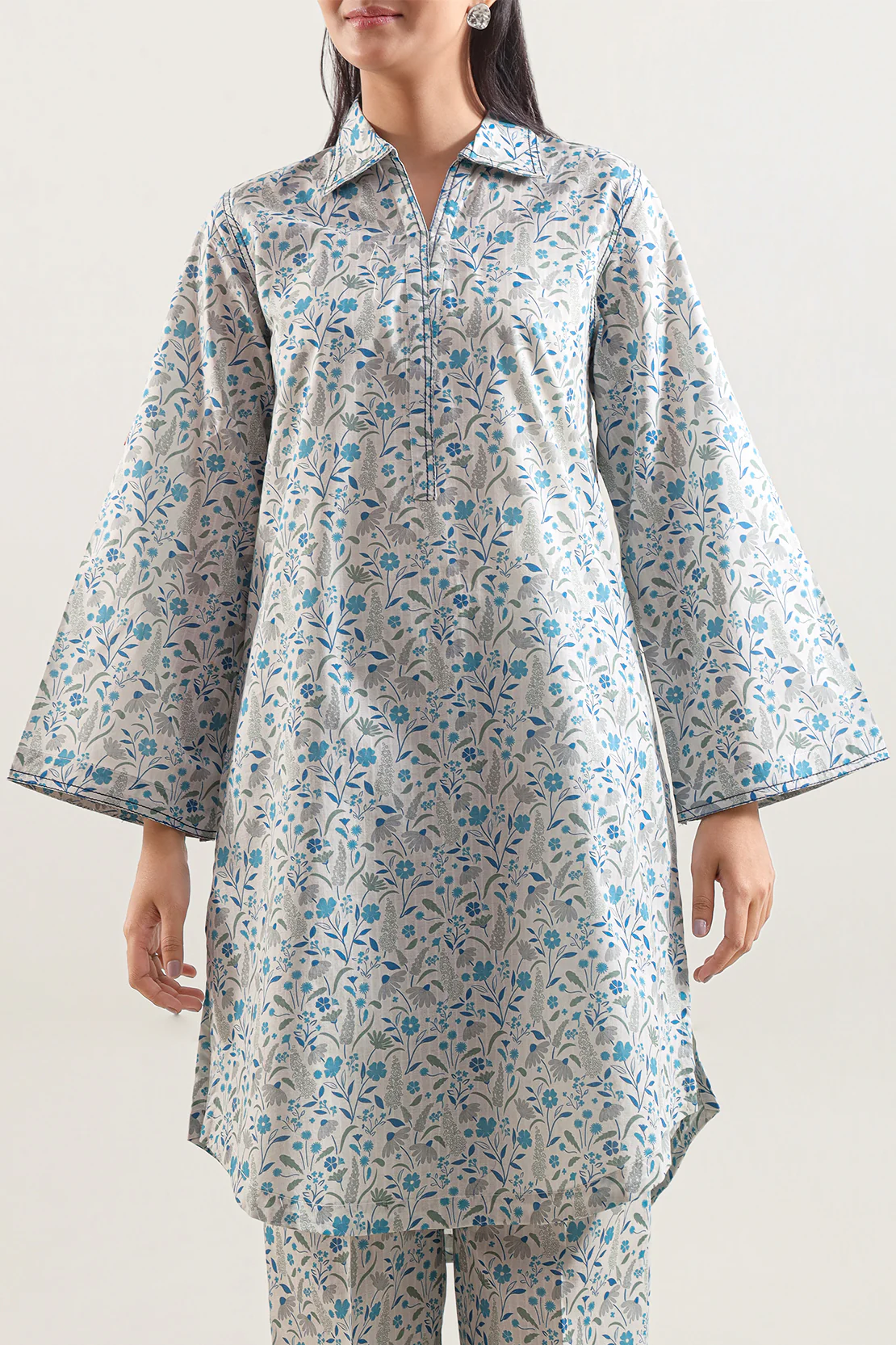 Printed Self Strip Lawn Stitched 2 Piece (Shirt/Trouser) - Image 3