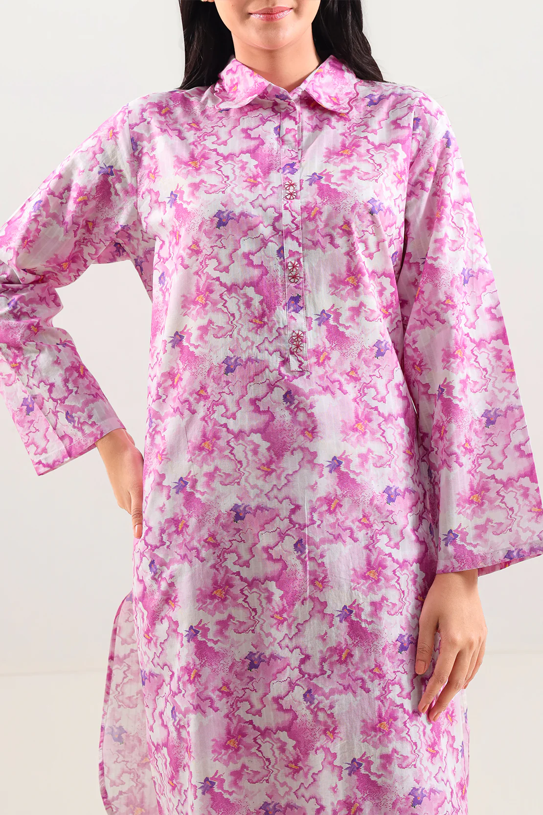 Printed Self Strip Lawn Stitched 2 Piece (Shirt/Trouser) - Image 2