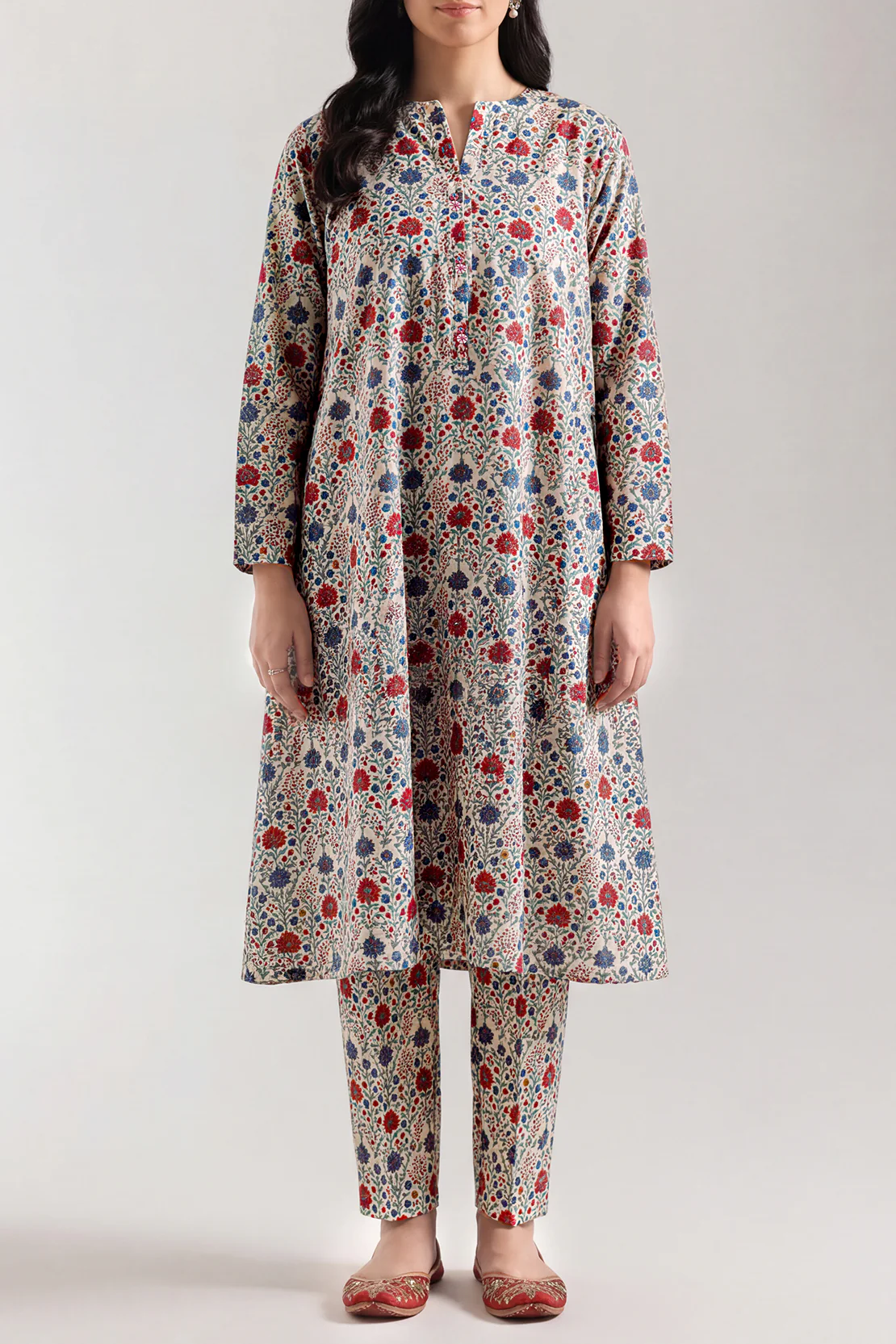 Printed Self Strip Lawn Stitched 2 Piece (Shirt/Trouser)