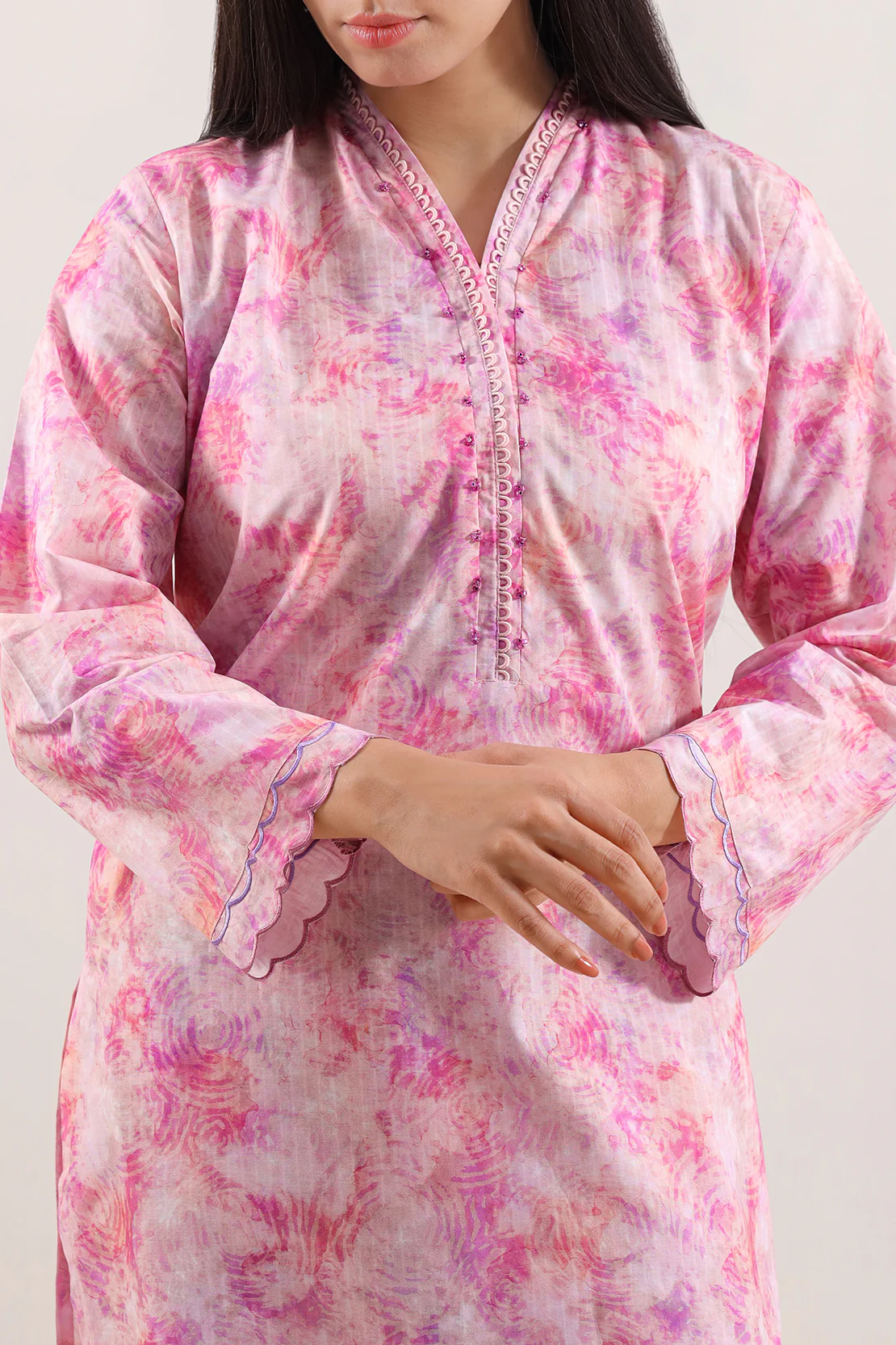 Printed Self Strip Lawn Stitched 2 Piece (Shirt/Trouser) - Image 2