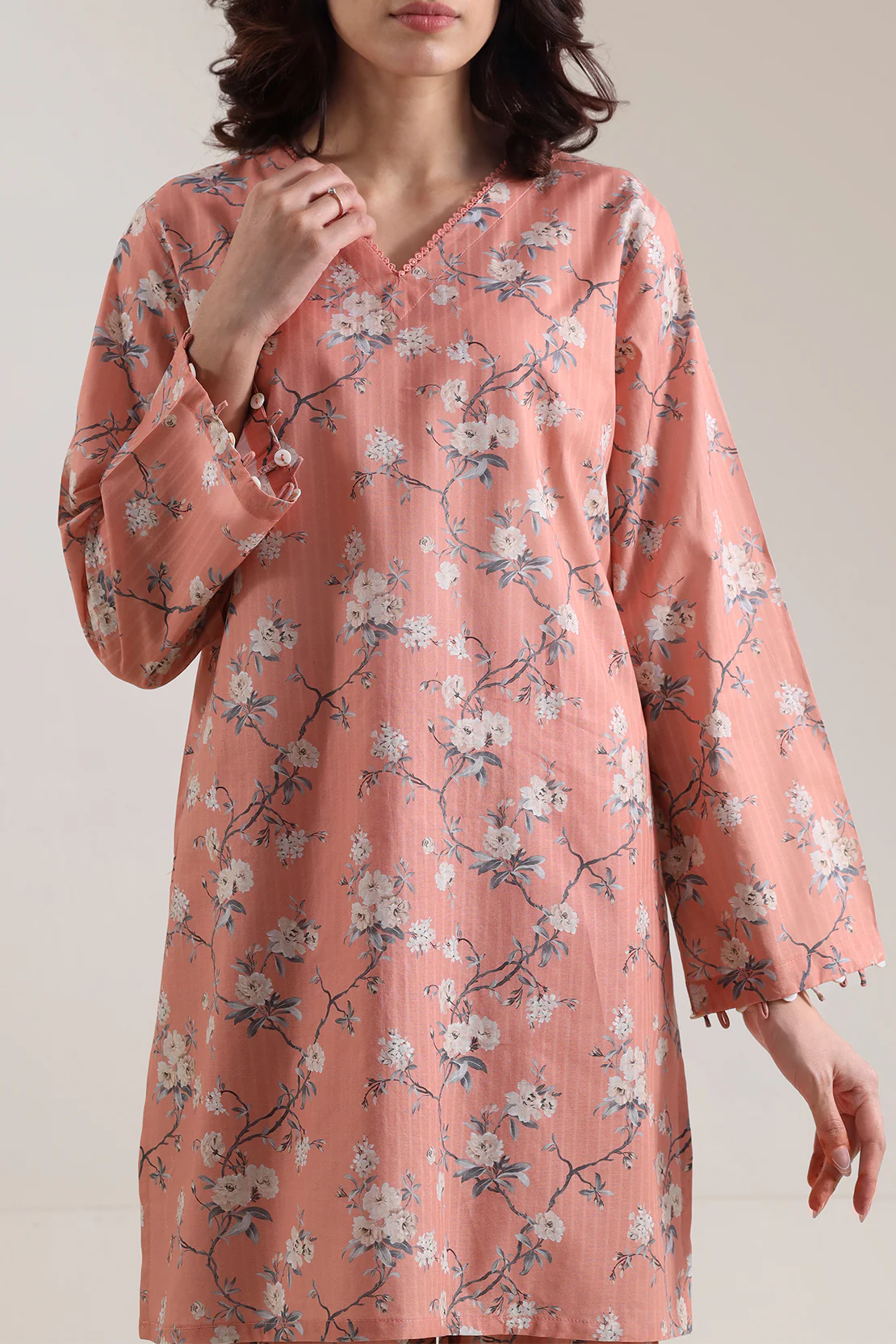 Printed Self Strip Lawn Stitched 2 Piece (Shirt/Trouser) - Image 2