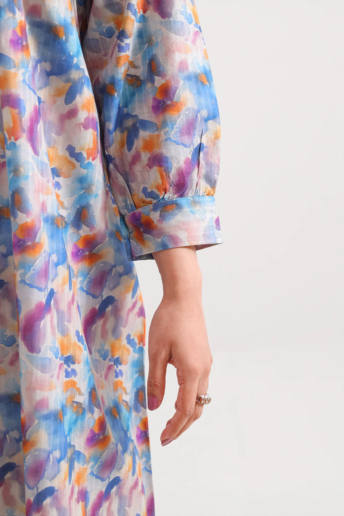 Printed Self Strip Lawn Stitched Dress - Image 5