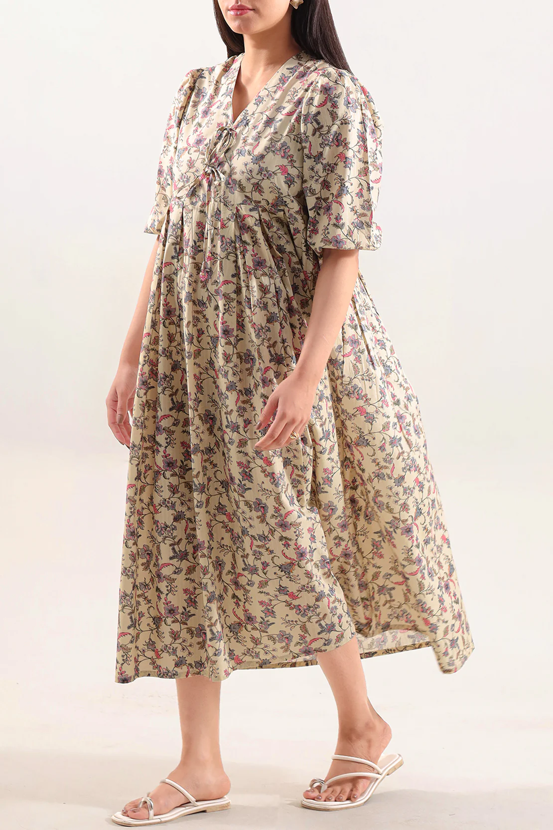 Printed Self Strip Lawn Stitched Dress - Image 5