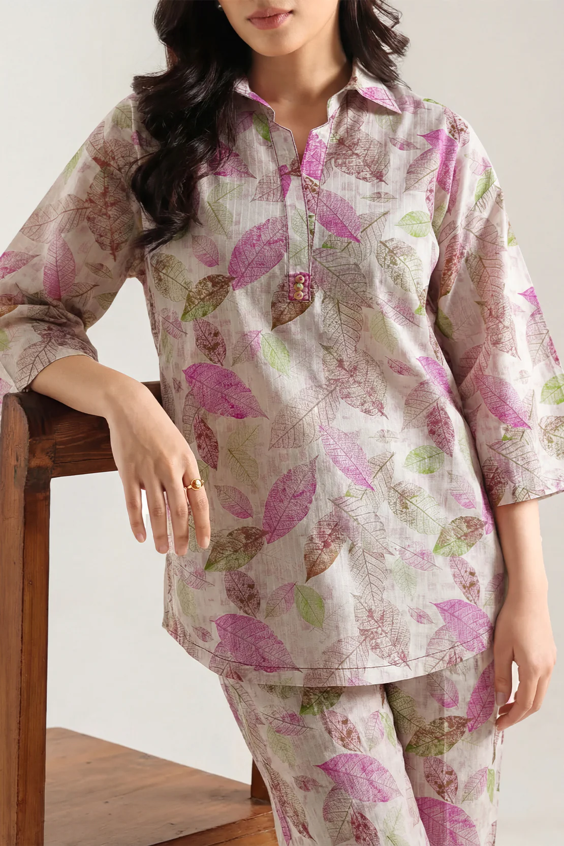 Printed Self Strip Lawn Stitched Shirt