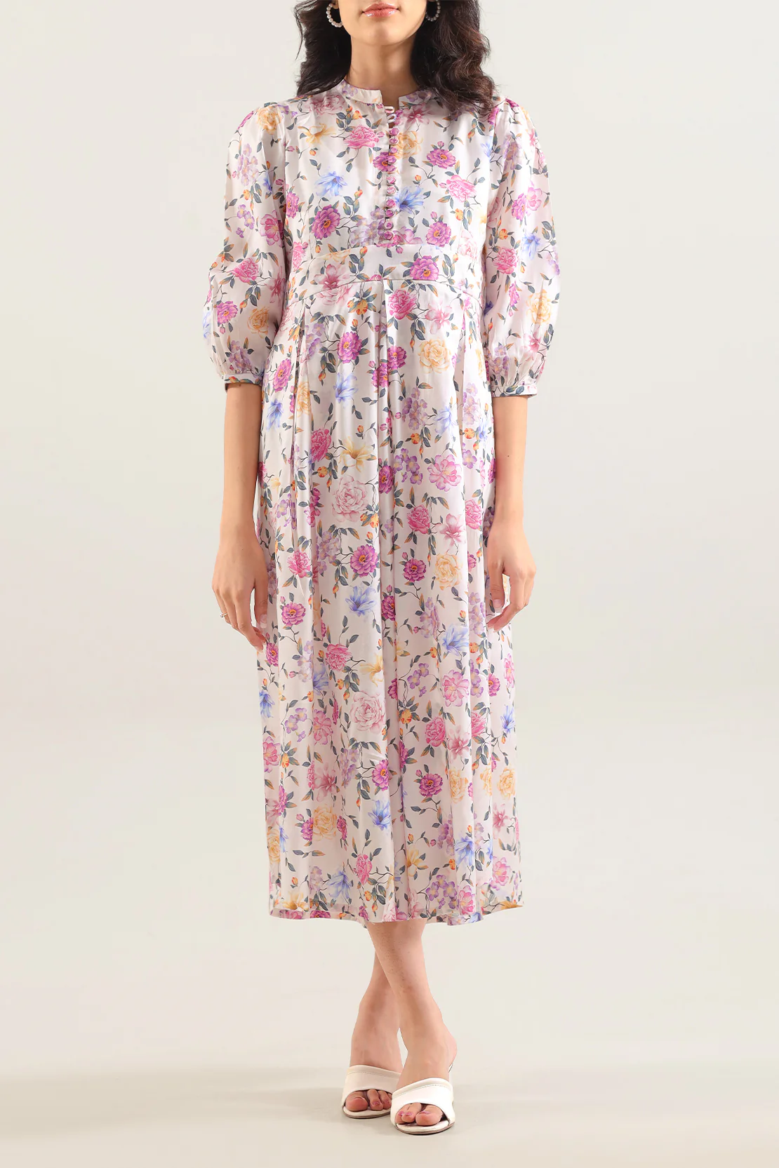 Printed Silk Touch Stitched Dress - Image 2