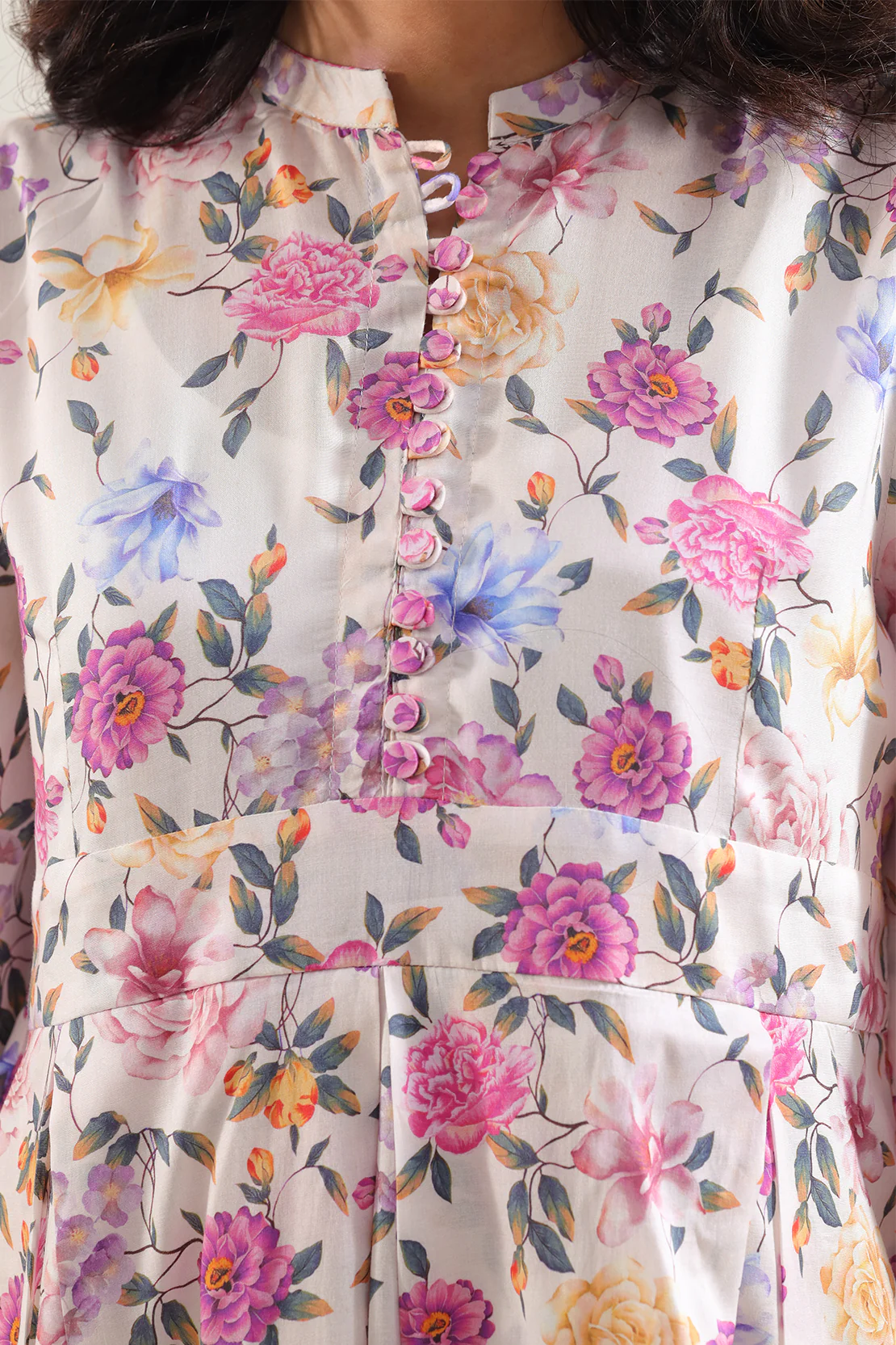 Printed Silk Touch Stitched Dress - Image 4