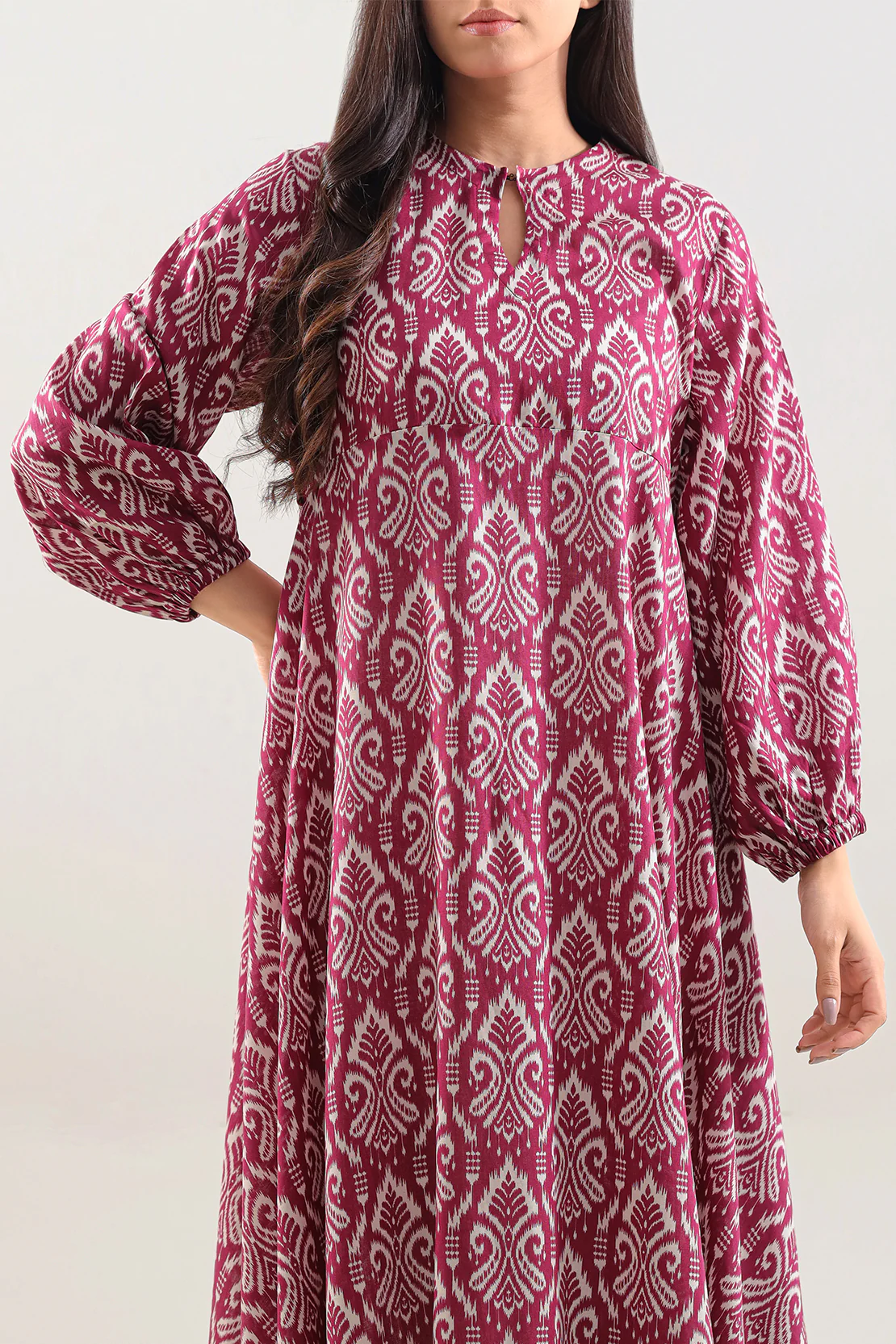 Printed Silk Touch Stitched Dress - Image 2