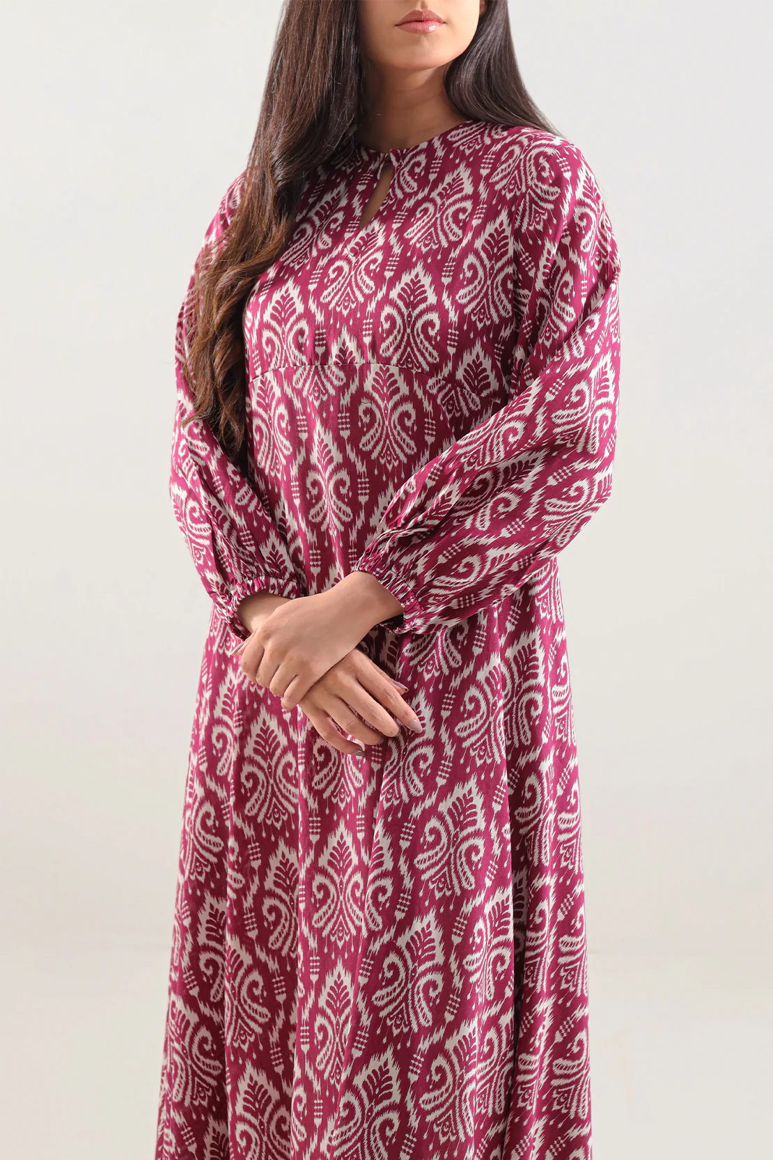 Printed Silk Touch Stitched Dress - Image 3