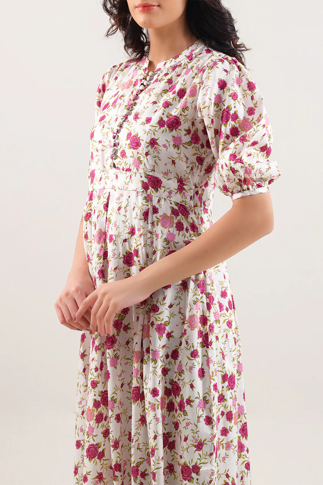 Printed Silk Touch Stitched Dress - Image 3