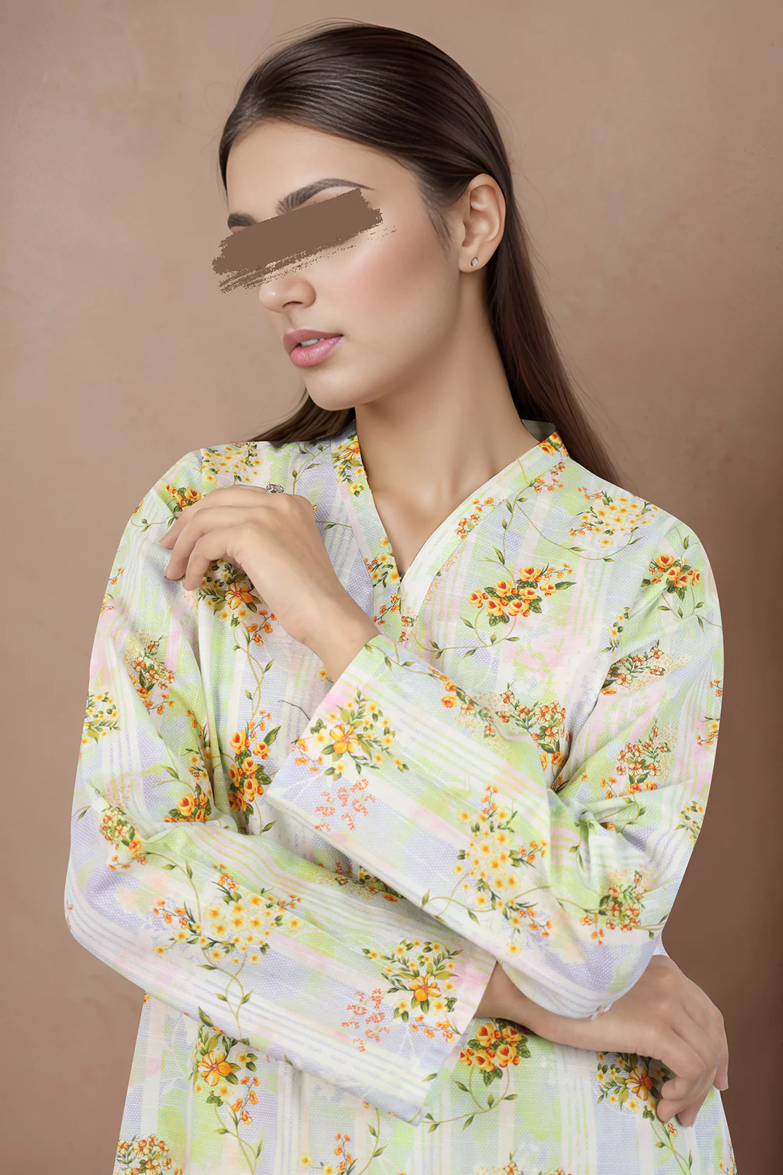 Printed Slub Cotton Stitched Shirt - Image 3